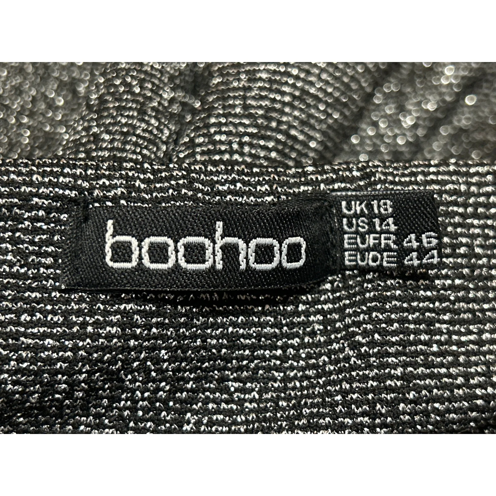 Boohoo Gray Metallic Strapless Tube Bandeau Ruched Mini Bodycon Dress Size 2XL - Image 5