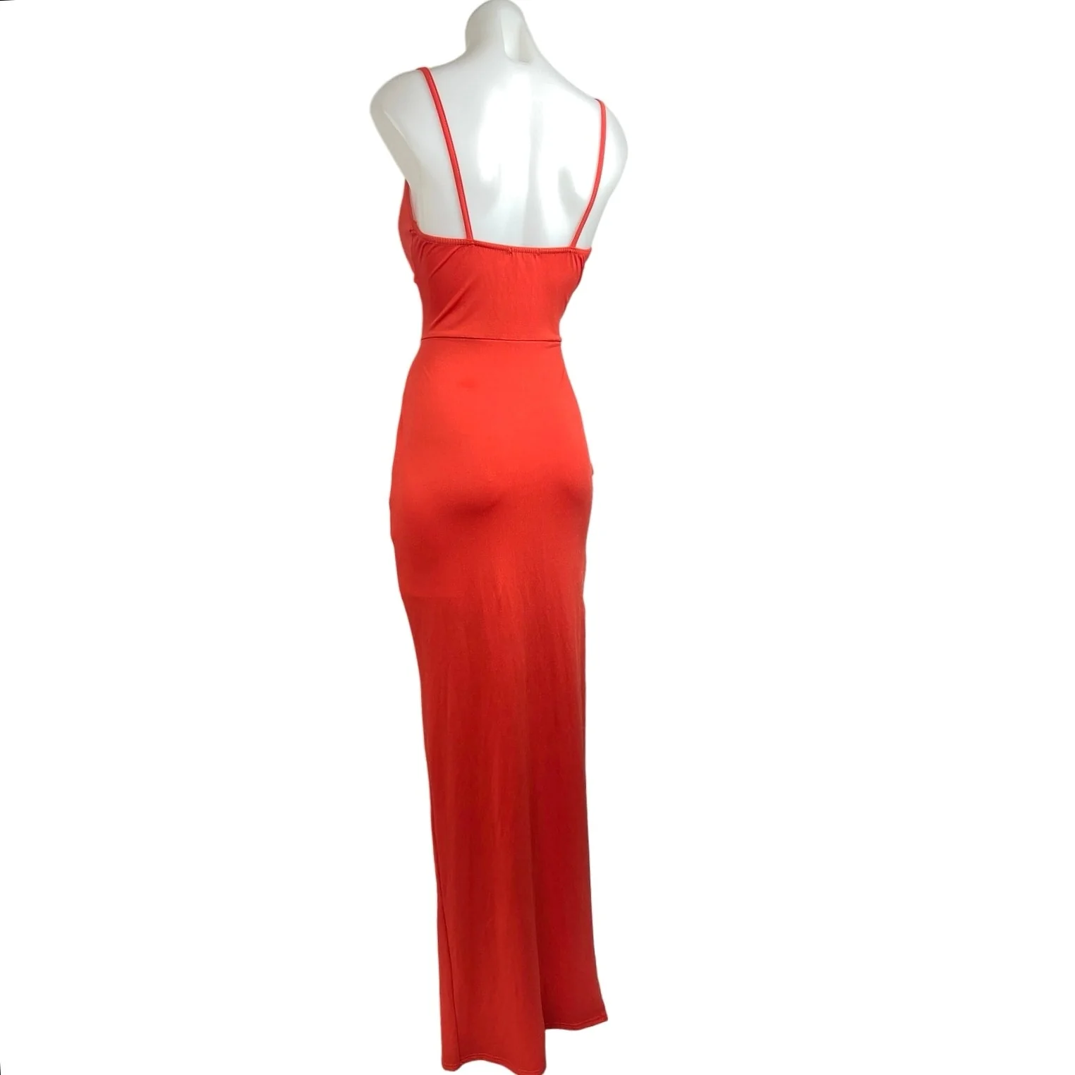 Boohoo Red Cut-Out V-Neck Spaghetti Strap Bodycon Maxi Party Cocktail Dress Sz 4 - Image 2