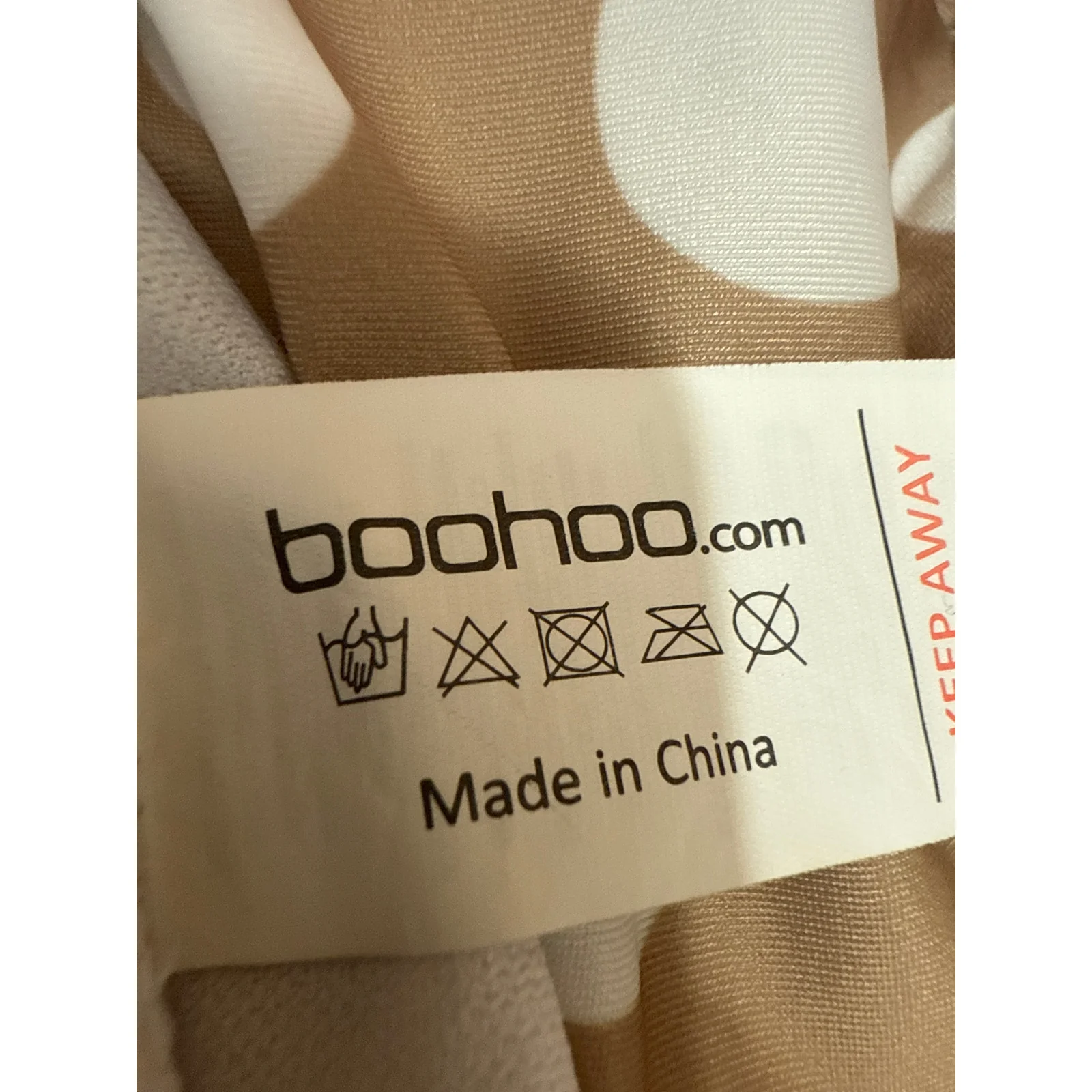 Boohoo Tan White Polka Dot Sleeveless Pom Pom Camisole One Piece Swimwear Sz 14 - Image 4