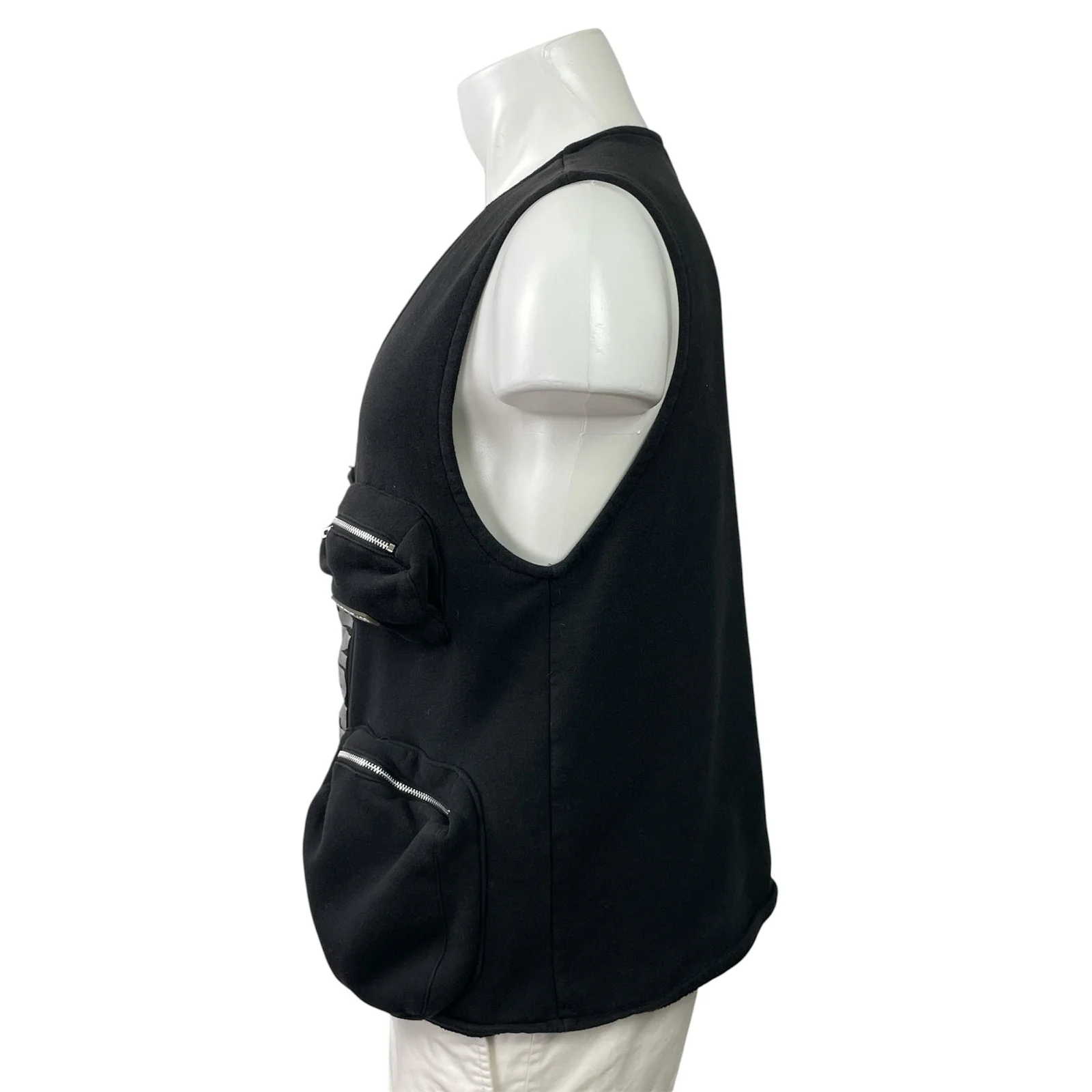 Boohooman Mens Black Reflective Print Sleeveless Pockets Utility Vest Top Size M - Image 2