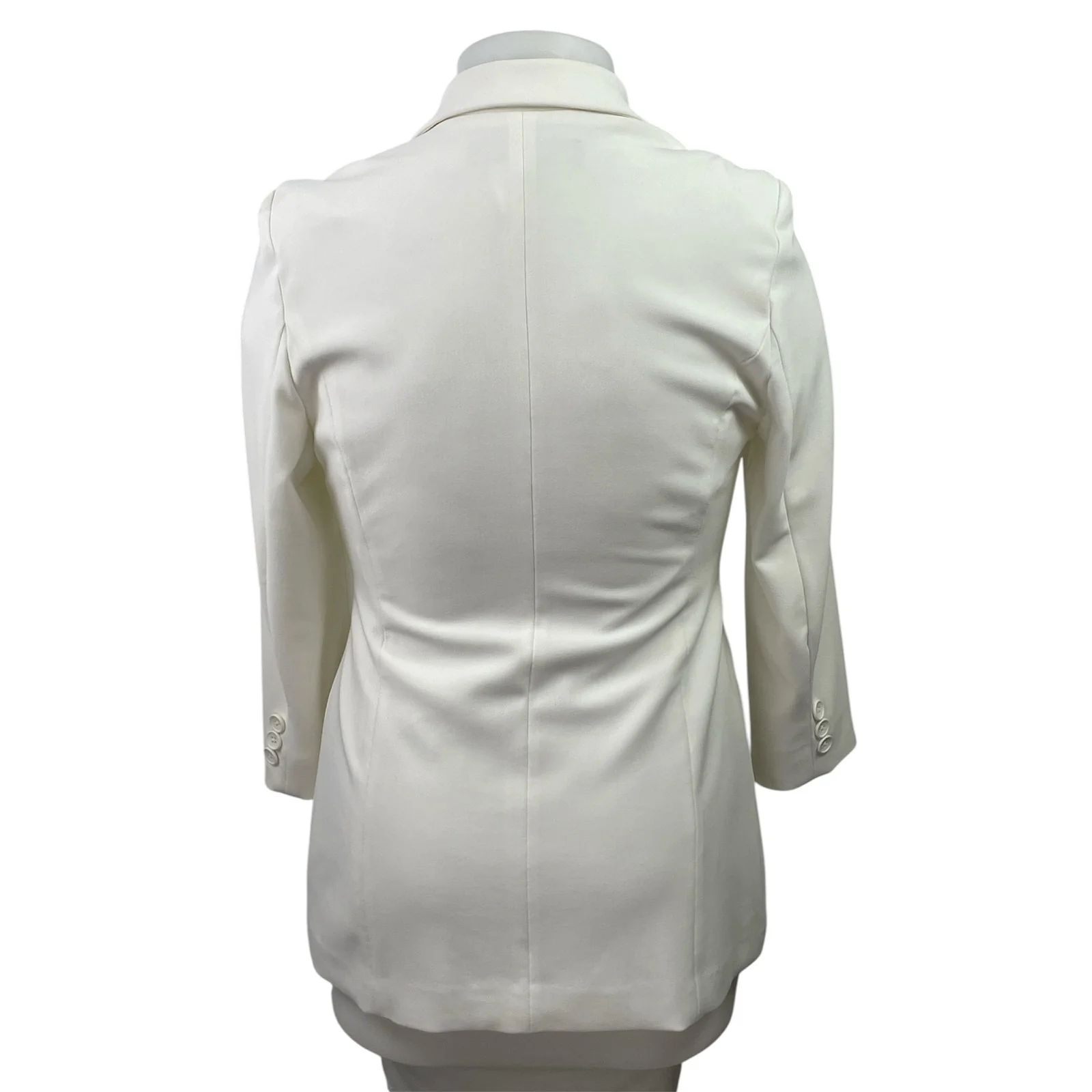 Boston Proper Womens White Notch Collar LOng Sleeve Button Blazer Coat Jacket 12 - Image 3