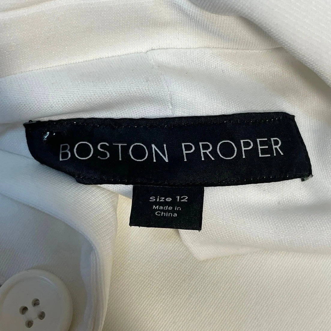 Boston Proper Womens White Notch Collar LOng Sleeve Button Blazer Coat Jacket 12 - Image 4
