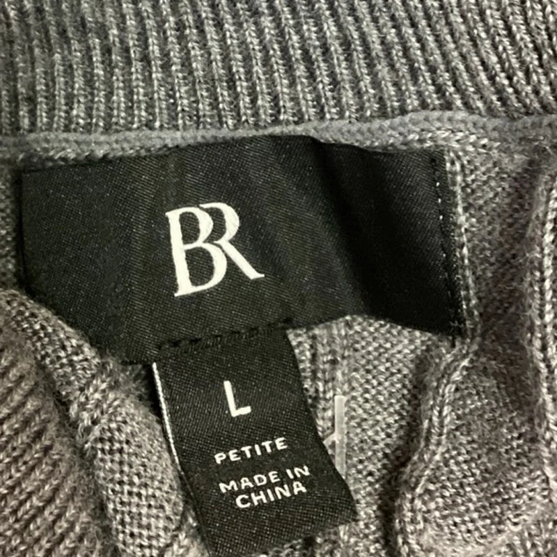 BR Women's Gray Ribbed Knit Turtleneck Long Sleeve Pullover Sweater Top Size LP - Image 3
