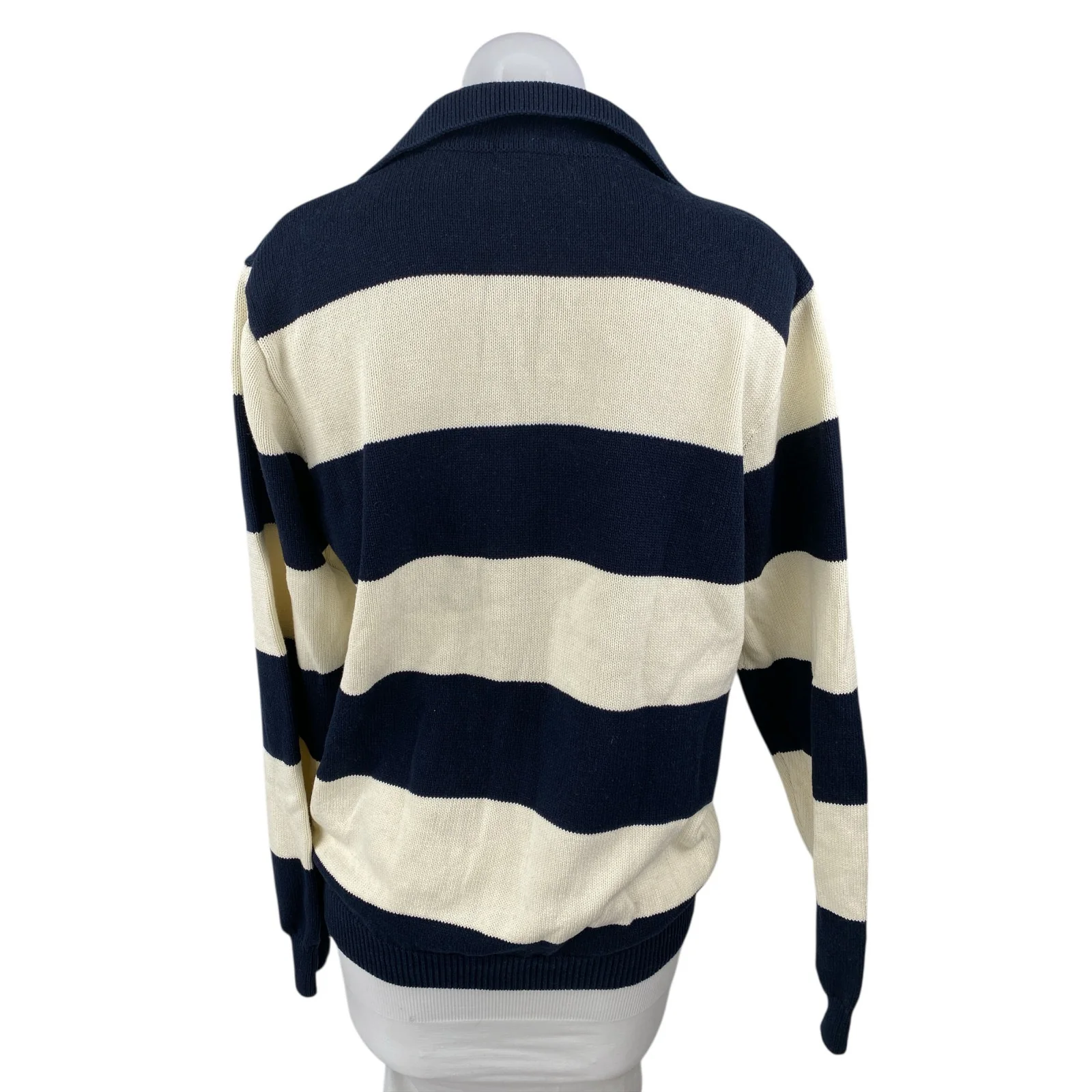 Brandy Melville Blue Cream Stripe Collared Long Sleeve Henley Sweater Top Size M - Image 2