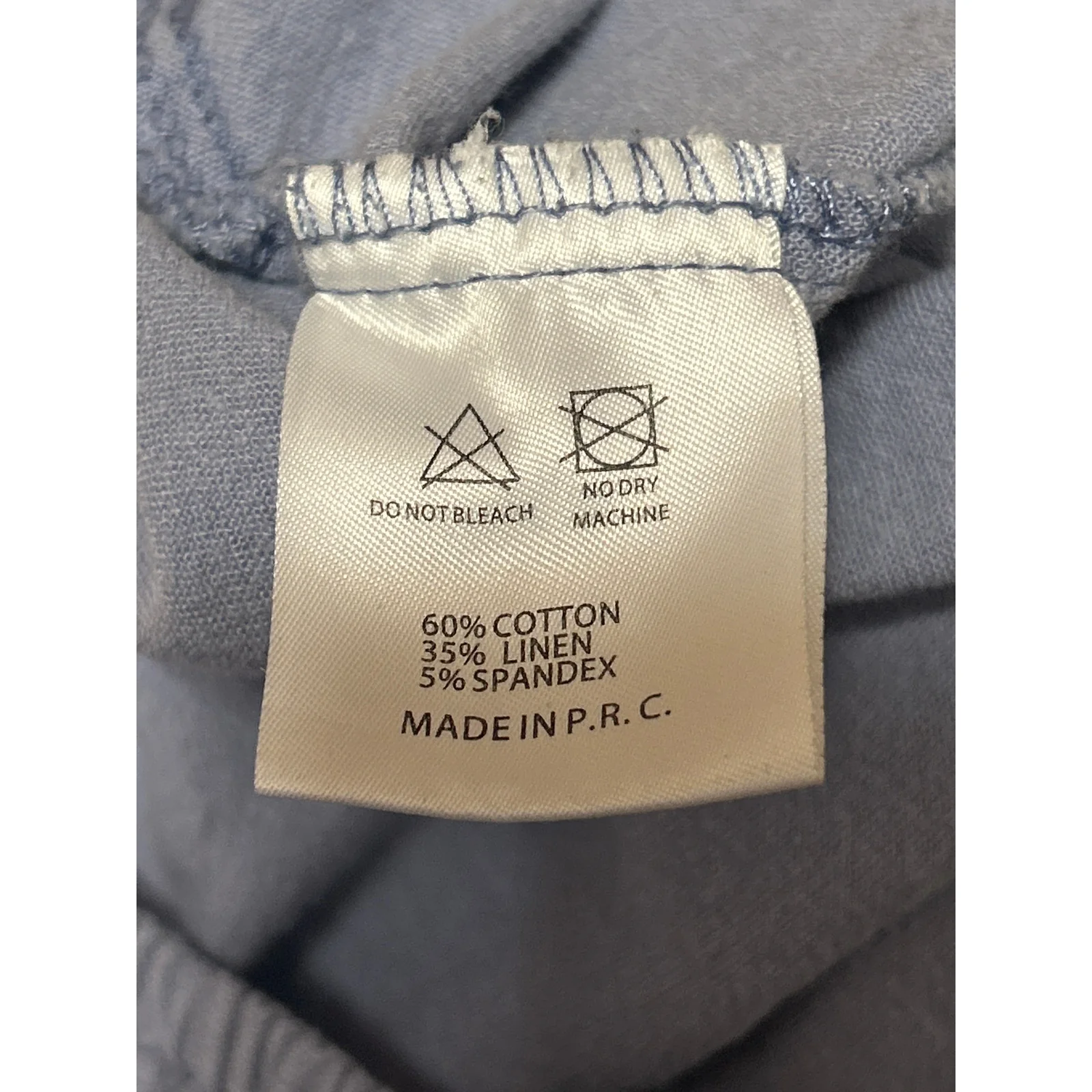 Brandy Melville Blue Linen Short Puff Sleeve Boat Neck Crop Blouse Top Size S - Image 4