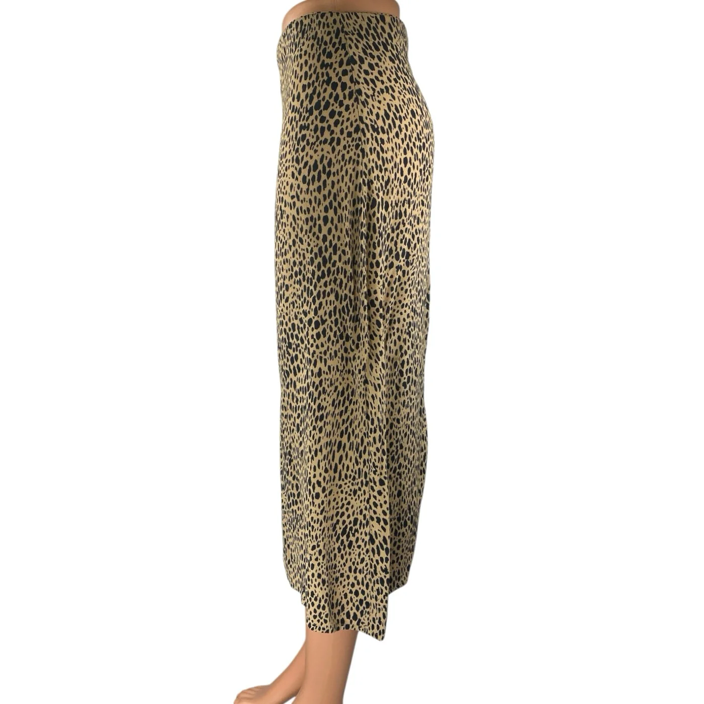 Brandy Melville Brown Black Leopard Animal Print Zipper Midi A-Line Skirt Size S - Image 2