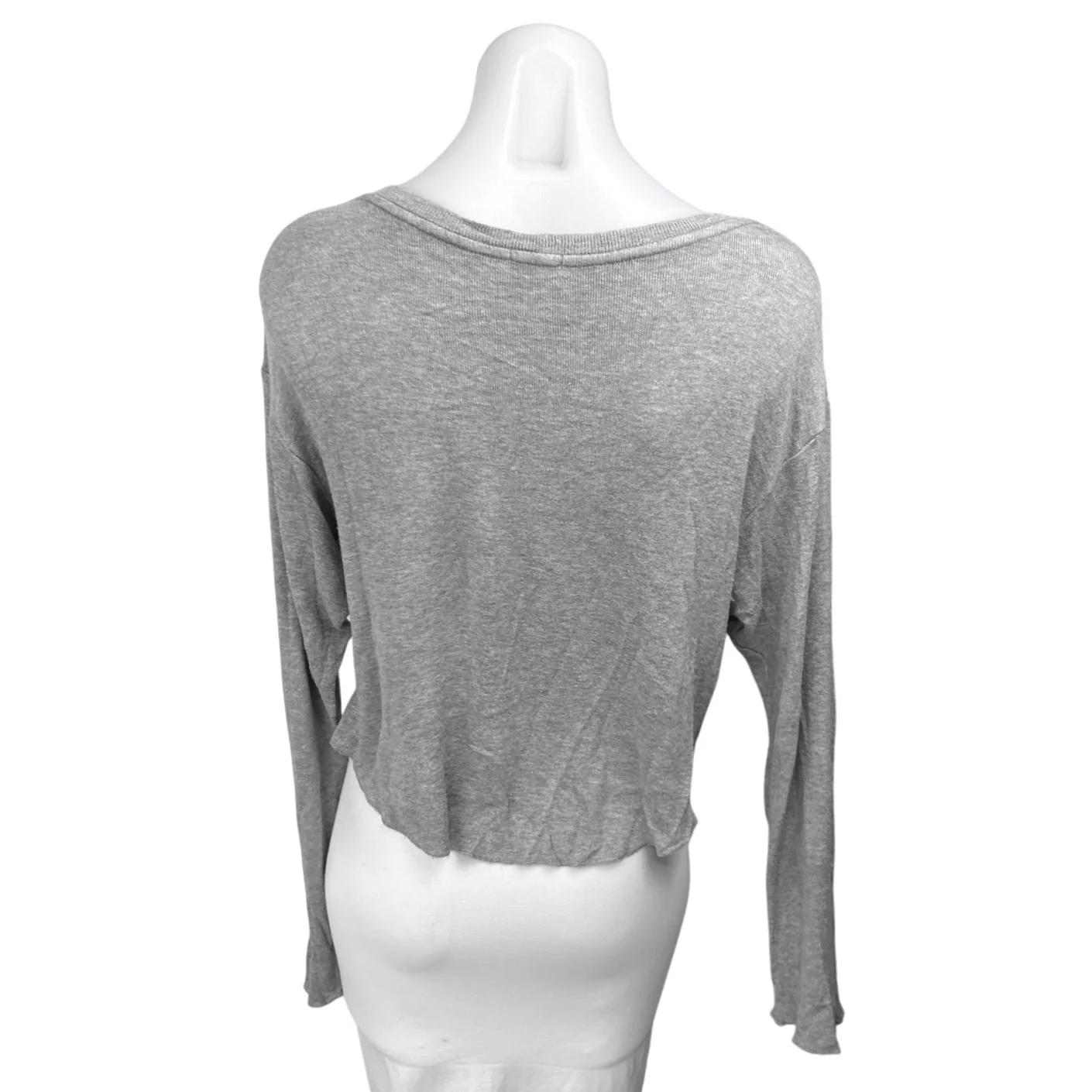 Brandy Melville J. Galt Gray Ribbed Knit Long Sleeve Scoop Neck Sweater Top Sz S - Image 2