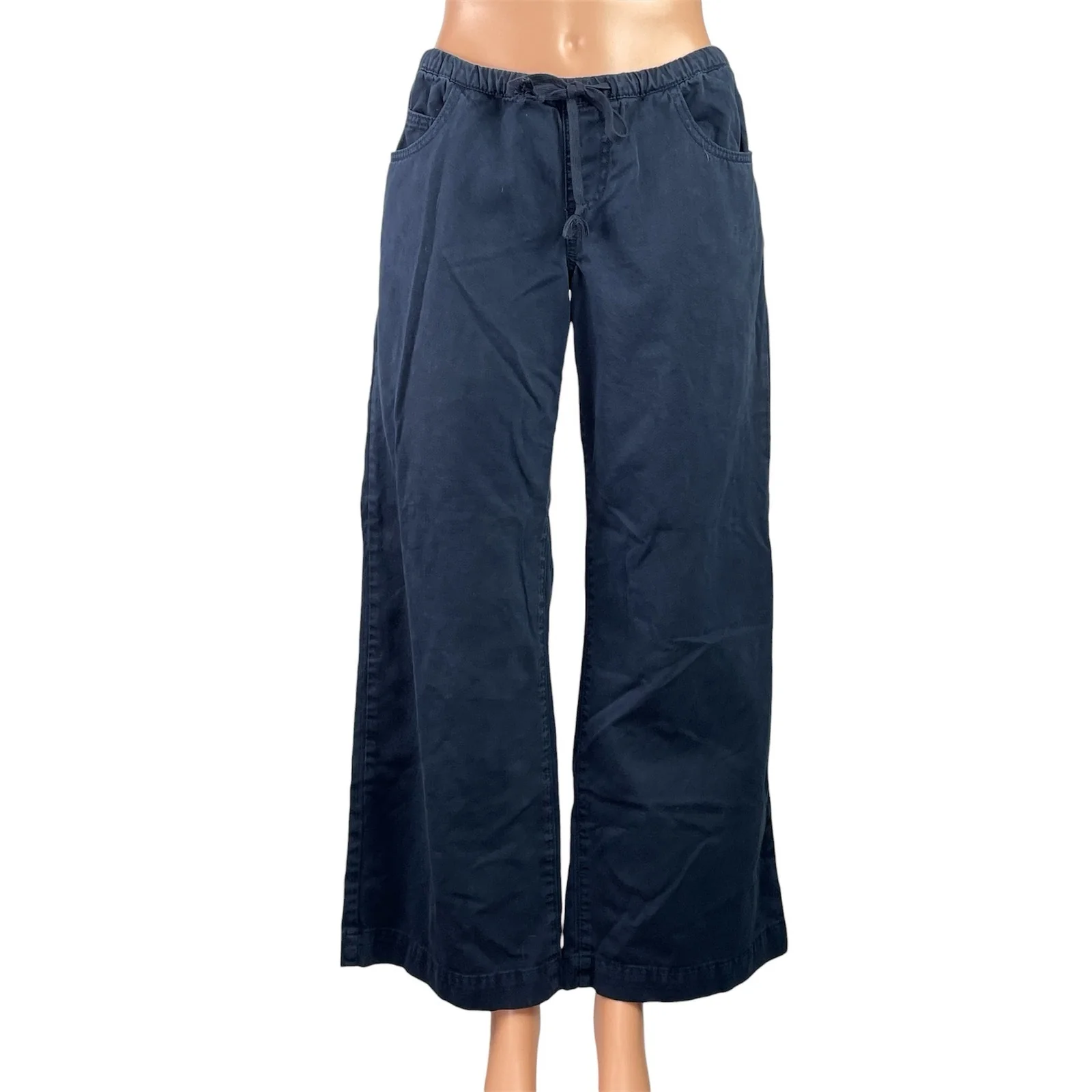 Brandy Melville J. Galt Women Blue High Rise Drawstring Wide Leg Trousers Pant S