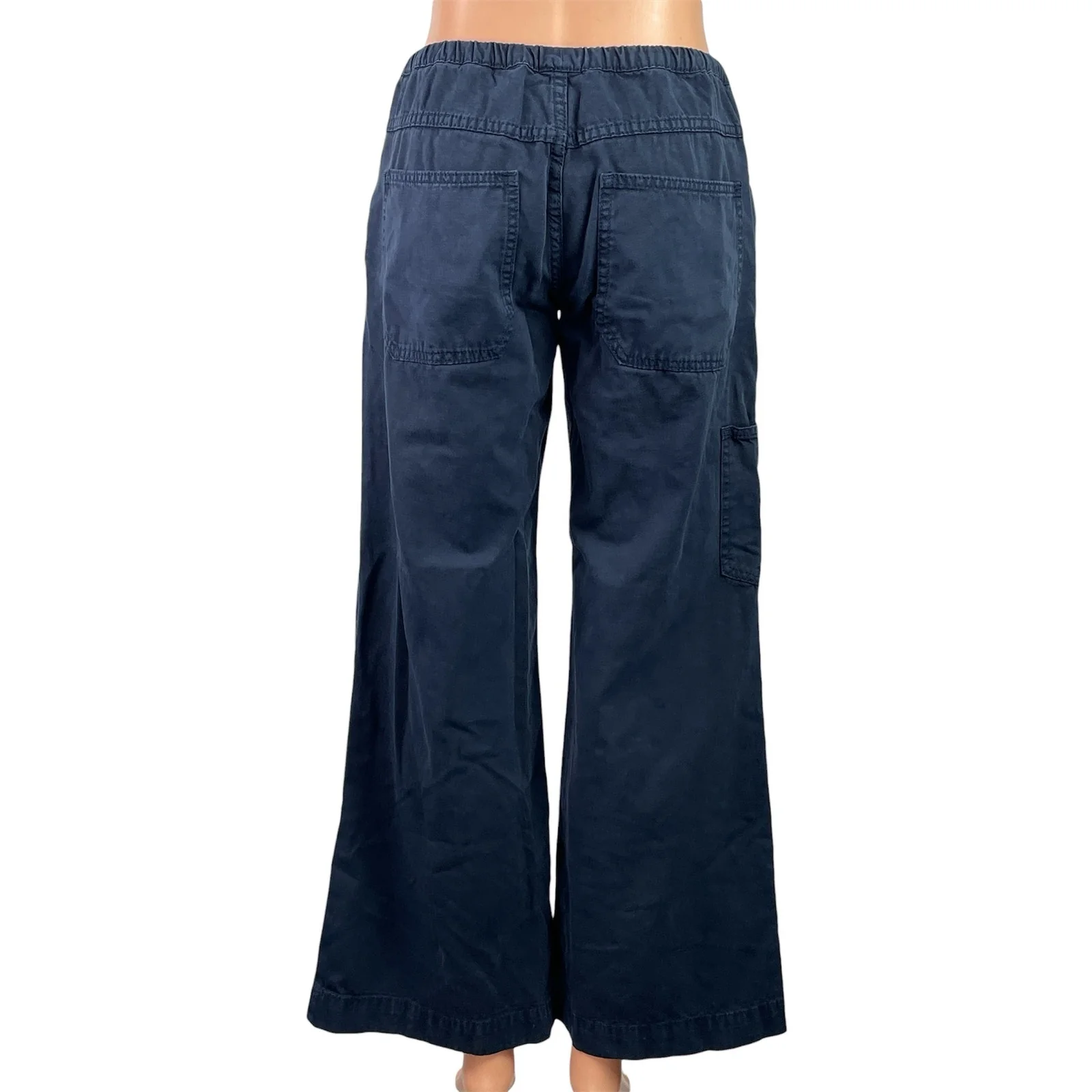 Brandy Melville J. Galt Women Blue High Rise Drawstring Wide Leg Trousers Pant S - Image 3