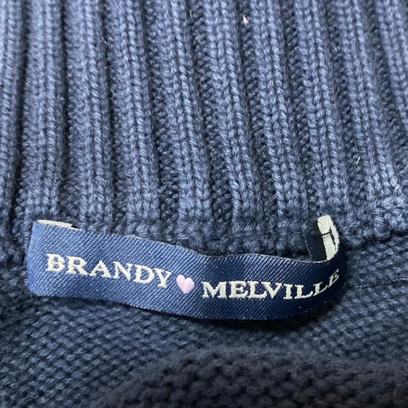 Brandy Melville Mens Blue 1/4 Zip High Neck Long Sleeve Sweatshirt Sweater Top S - Image 3