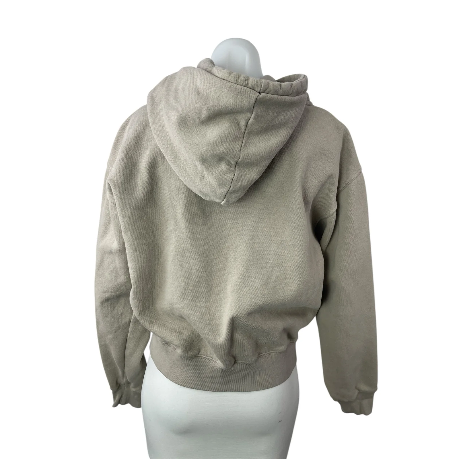 Brandy Melville Women's Beige Fleece Full Zip Hoodie Hooded Sweater Jacket Sz S - Image 2