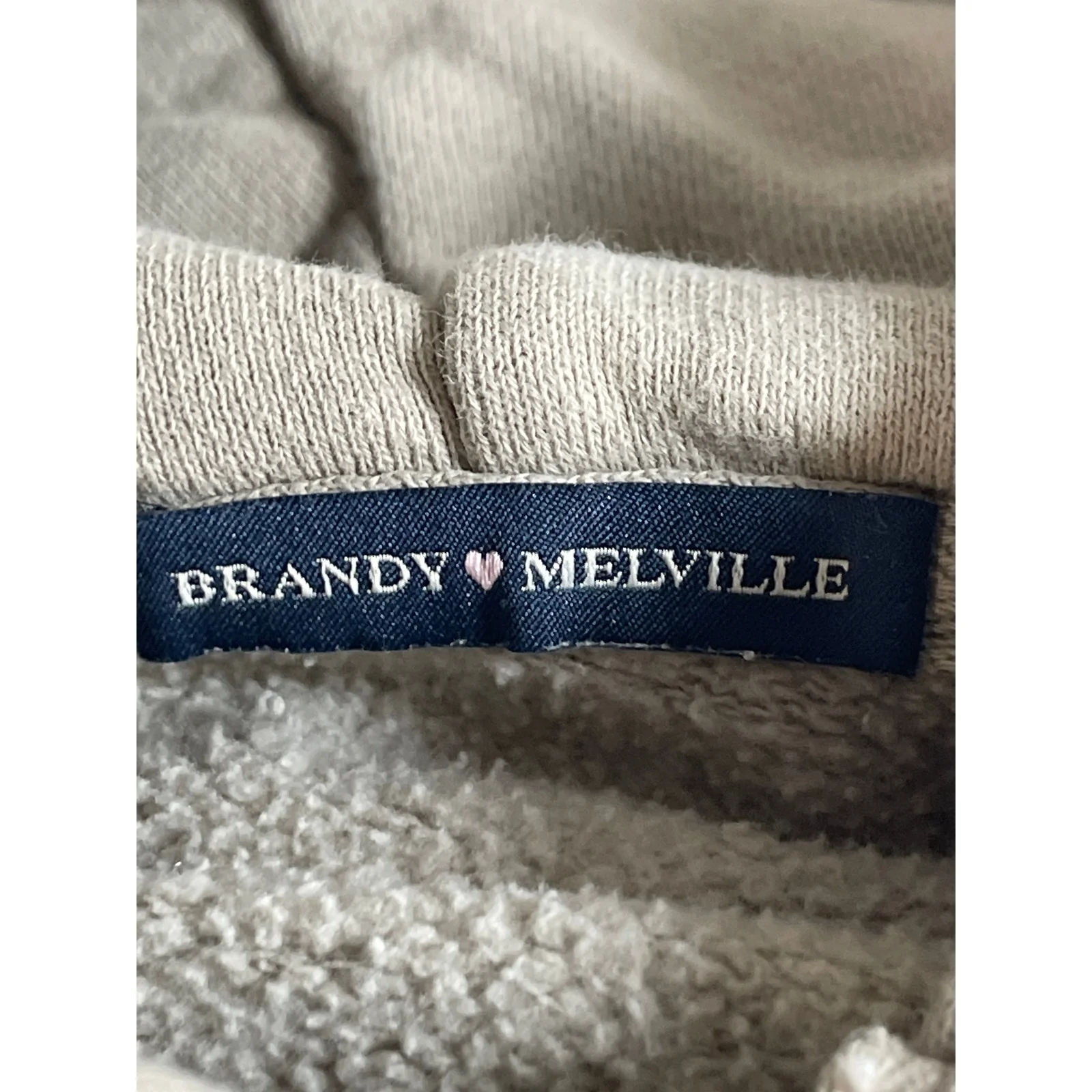 Brandy Melville Women's Beige Fleece Full Zip Hoodie Hooded Sweater Jacket Sz S - Image 3