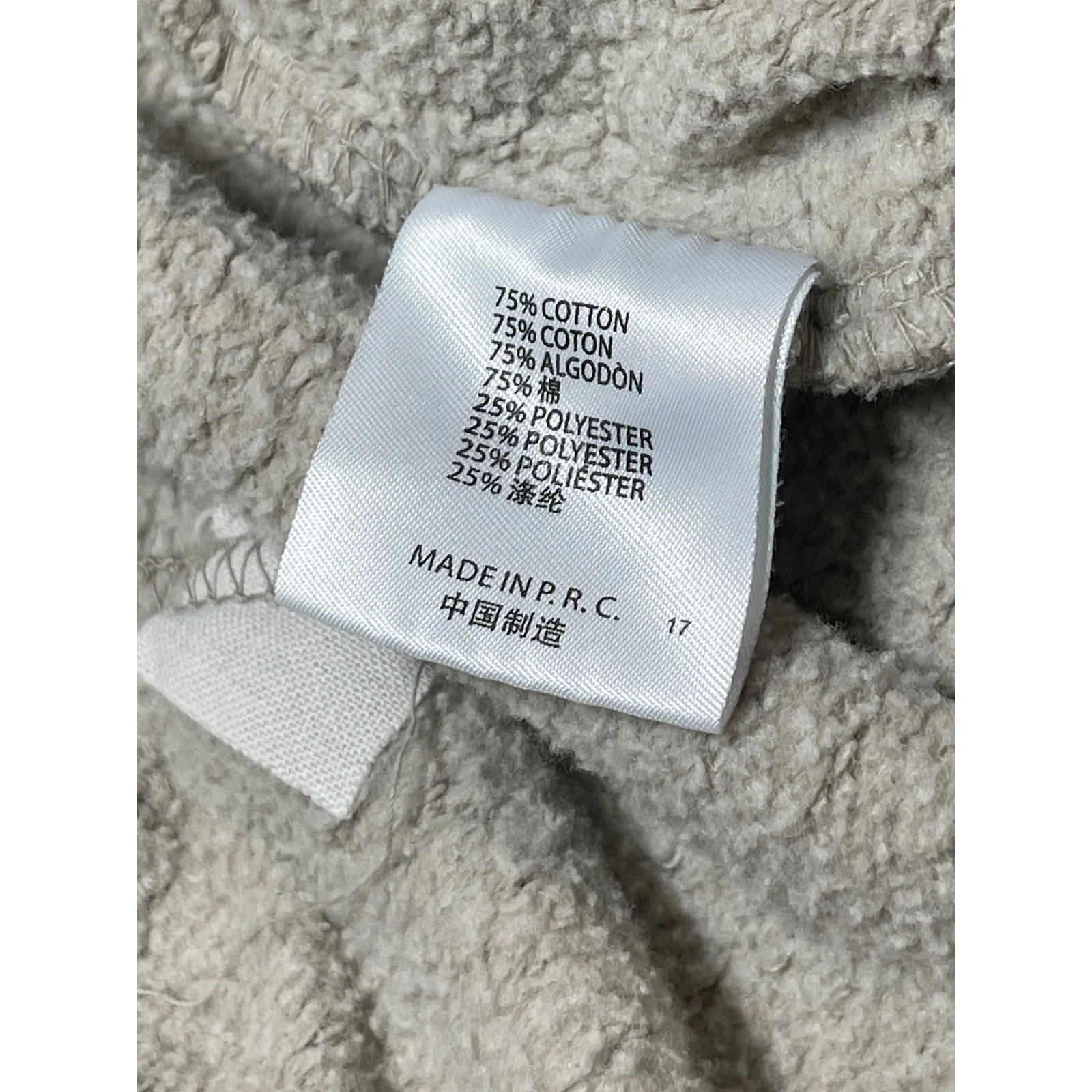 Brandy Melville Women's Beige Fleece Full Zip Hoodie Hooded Sweater Jacket Sz S - Image 5
