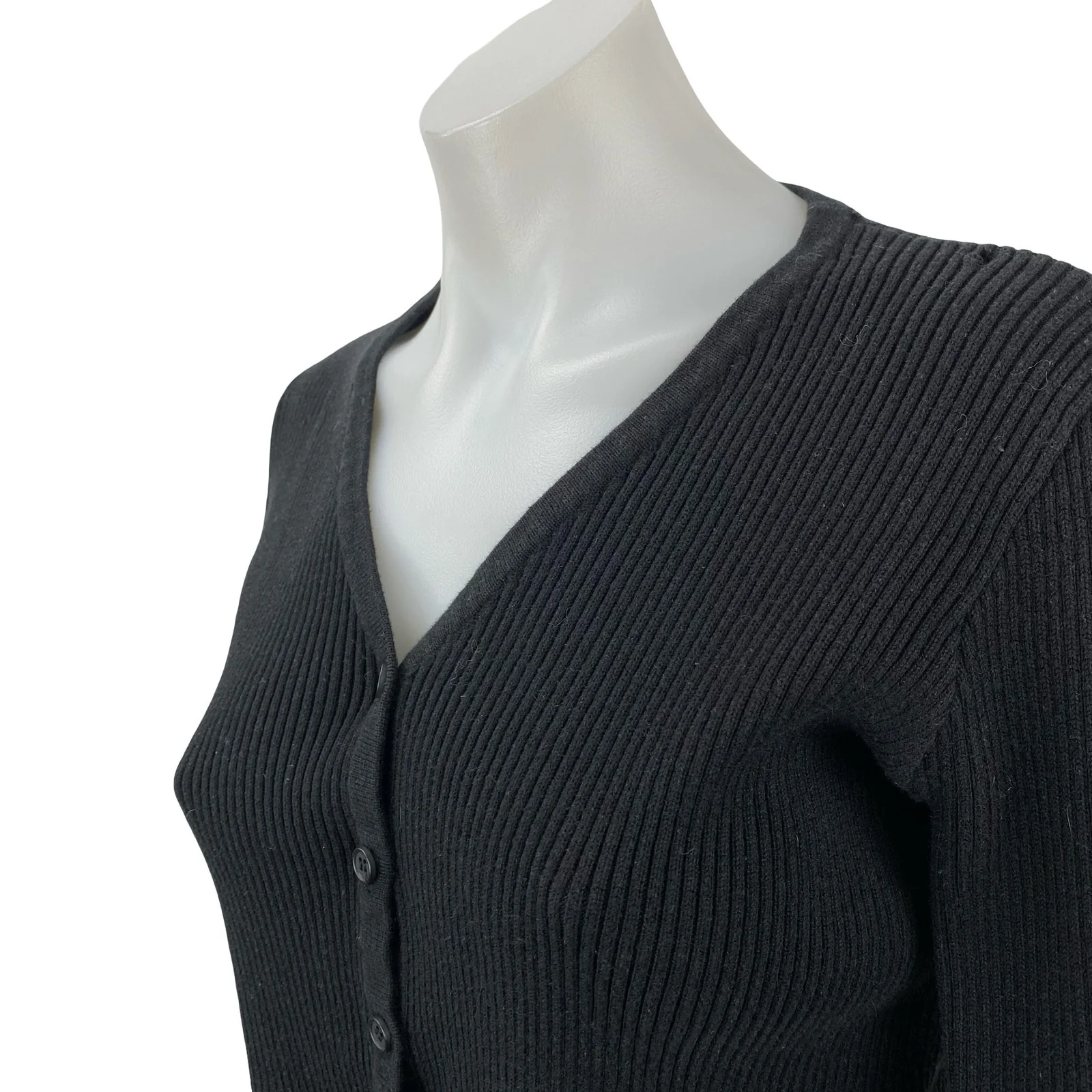 Brandy Melville Women's Black Ribbed Knit Button Up Cardigan Sweater Top Size S - Image 3