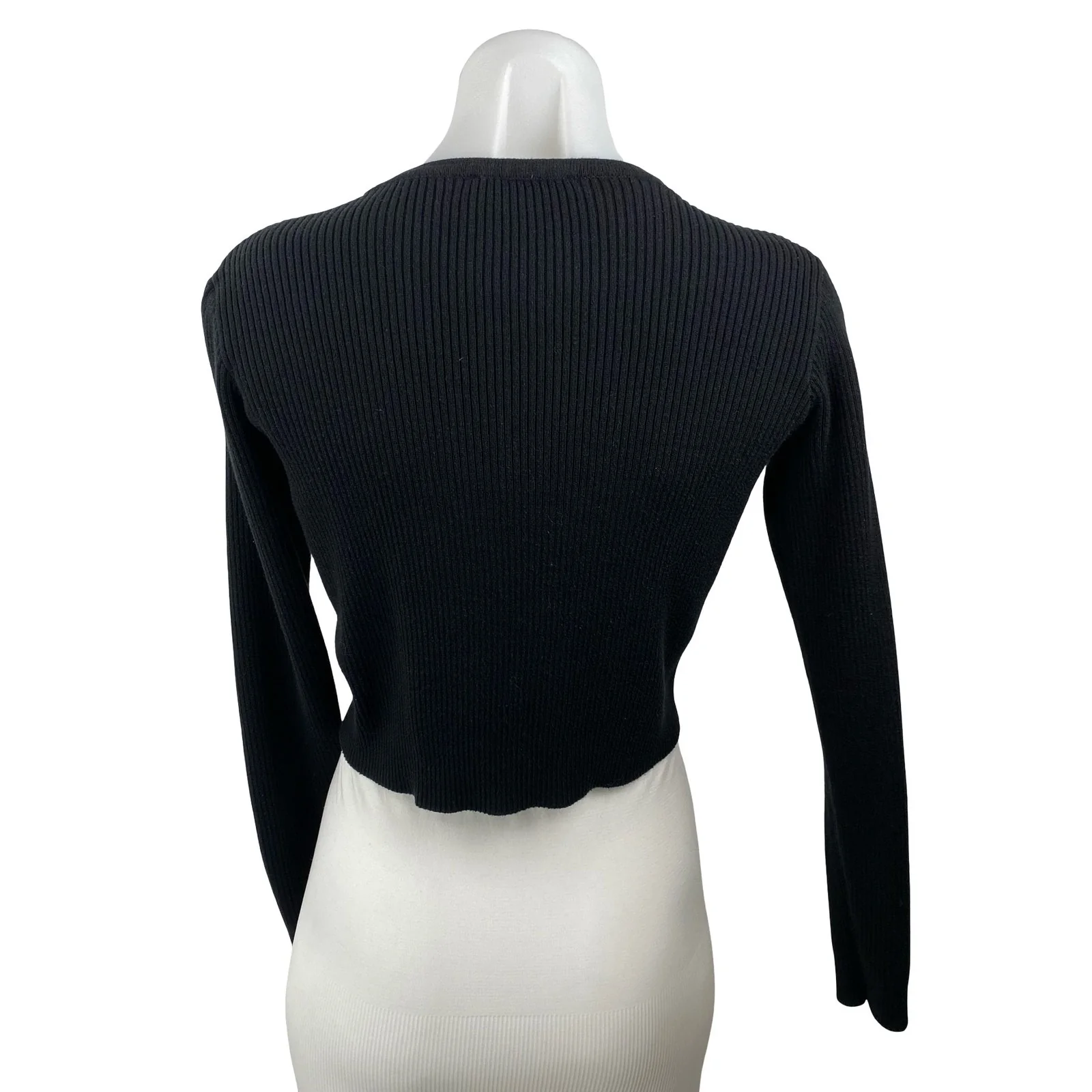 Brandy Melville Women's Black Ribbed Knit Button Up Cardigan Sweater Top Size S - Image 4
