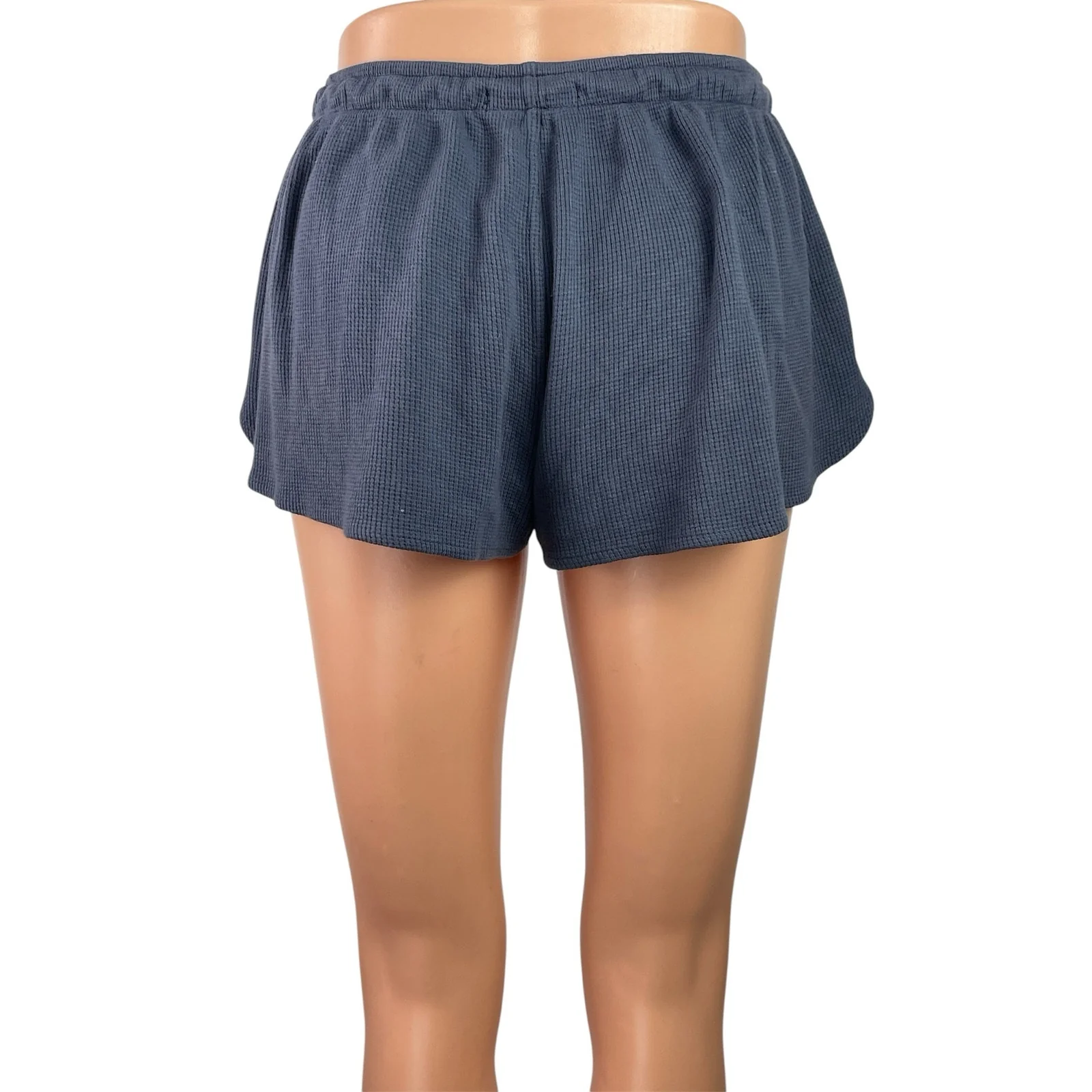 Brandy Melville Womens Blue Waffle Knit Drawstring Mid Rise Lounge Shorts Size S - Image 3