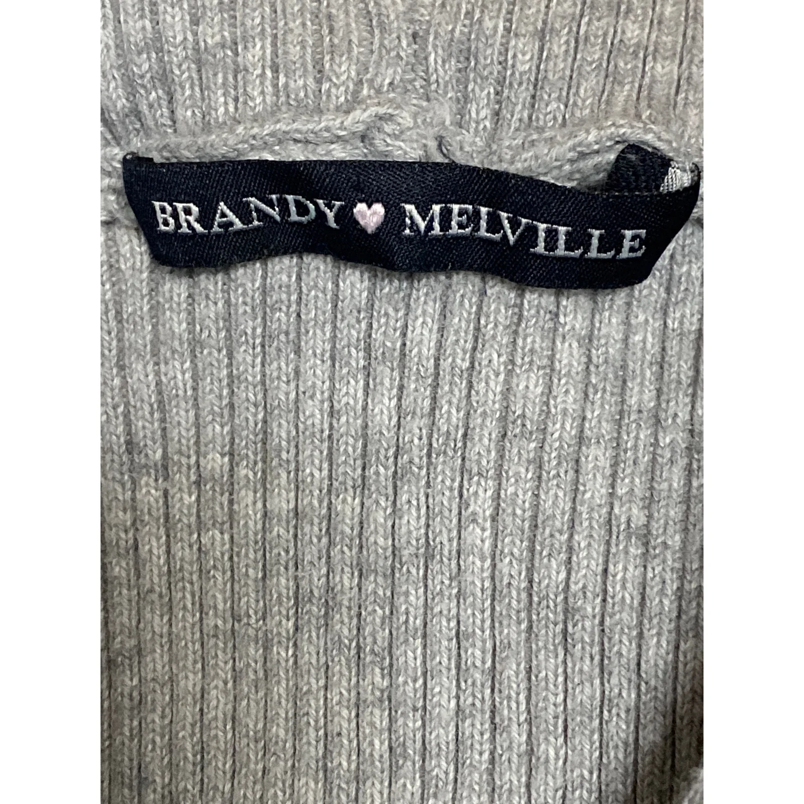 Brandy Melville Women's Gray Ribbed Knit Full Zip Crop Hoodie Sweatshirt Top S - Image 5