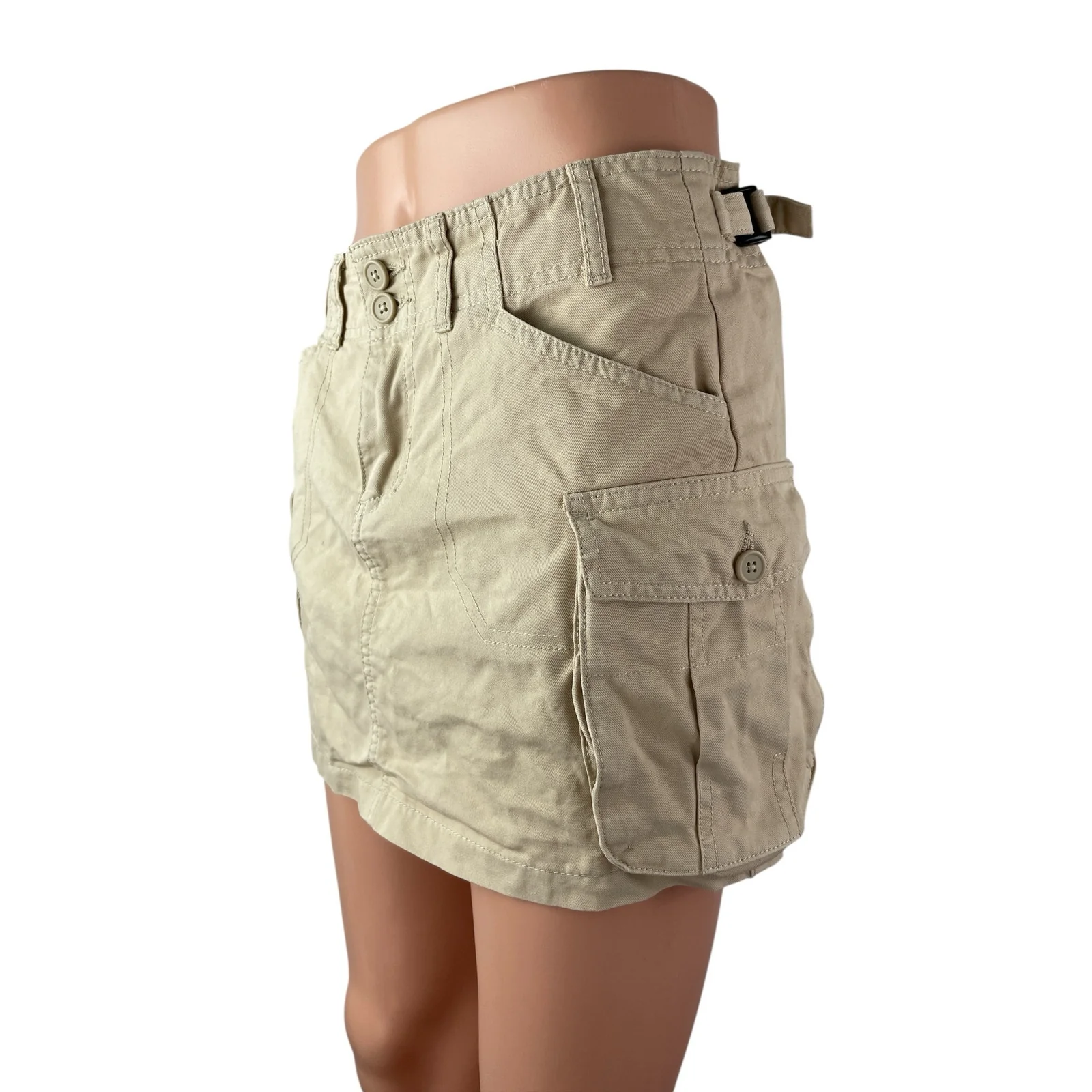 Brandy Melville Women's Khaki High Waisted Mini Straight Cargo Skort Skirt 2-4 - Image 2
