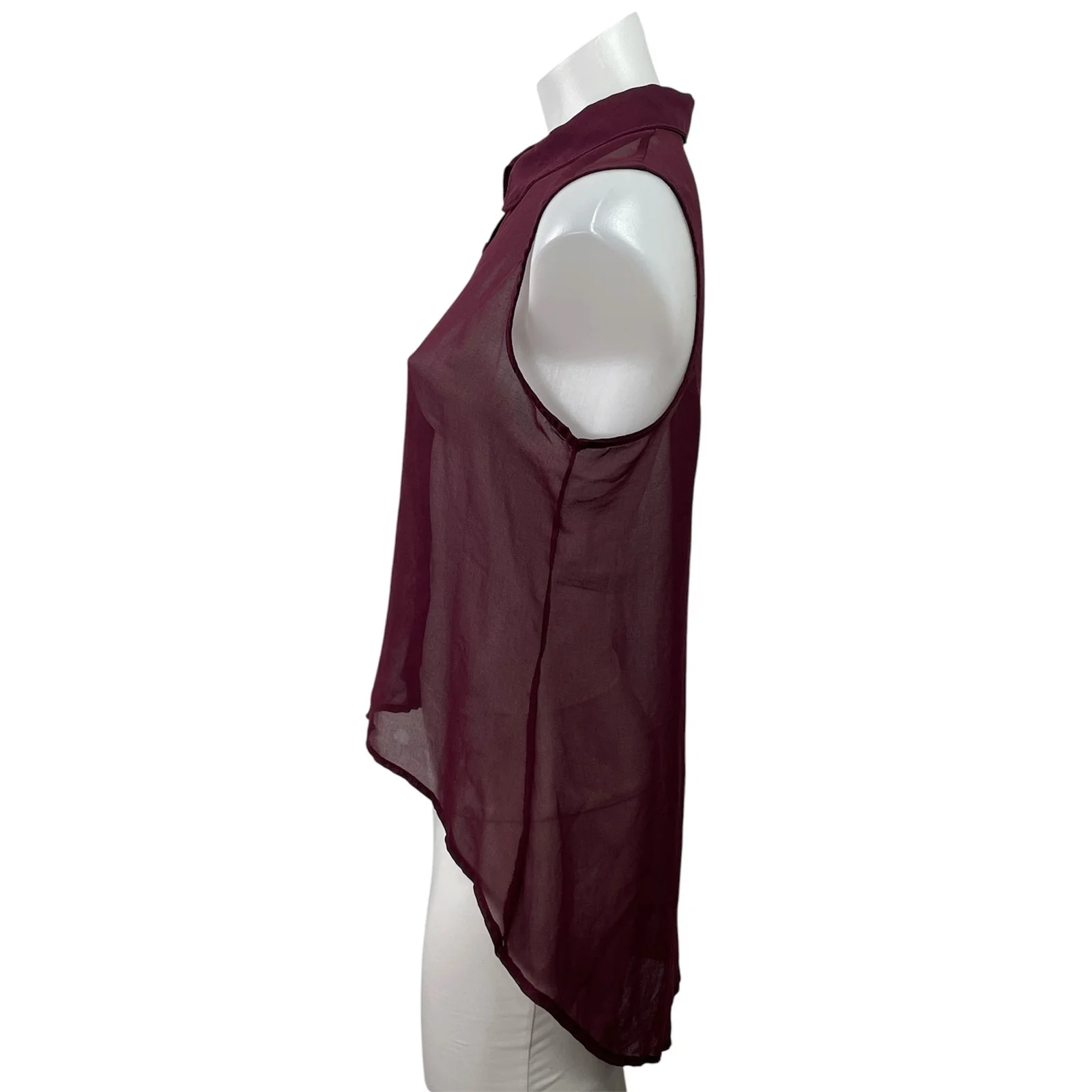 Brandy Melville Women's Red Sleevelss Hi-Low Button Down Sheer Tank Blouse Top S - Image 2