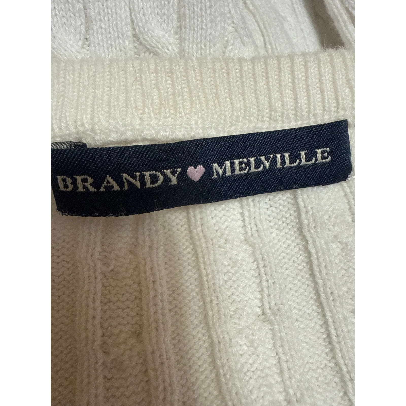 Brandy Melville Womens White Long Sleeve Cable Knit Button Up Cardigan Sweater S - Image 3