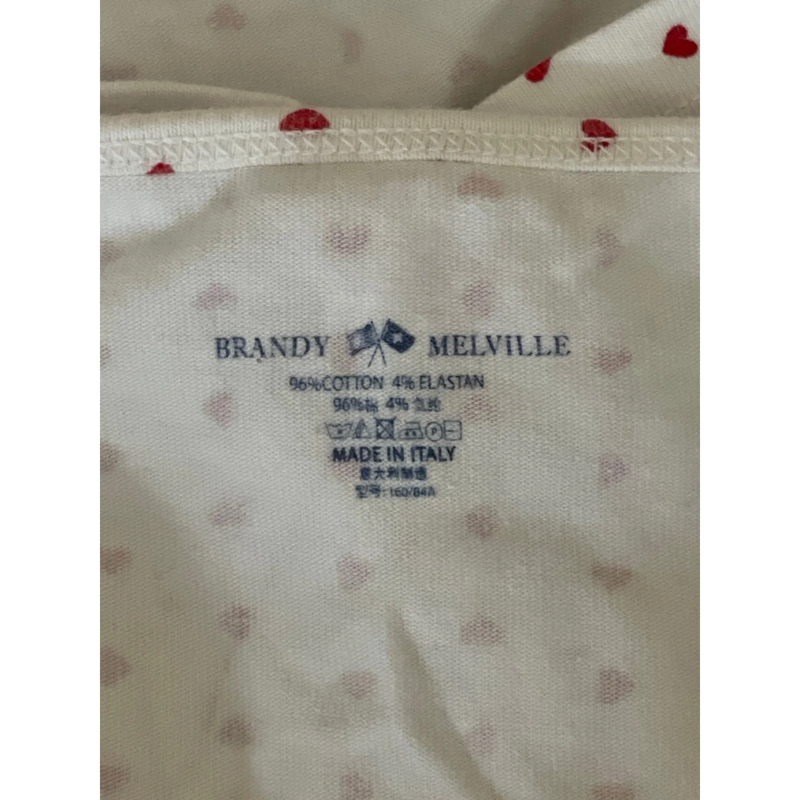 Brandy Melville Women's White Red Hearts Love Lace Trim Cami Camisole Tank Top L - Image 5