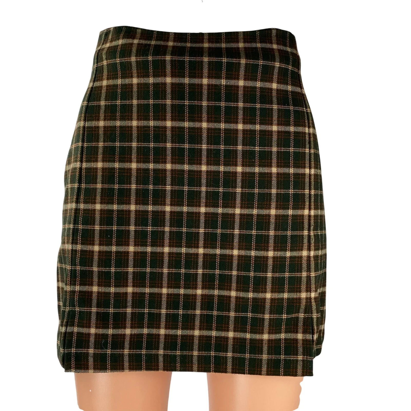 Brandy Melville X John Galt Cara Womens Plaid Check Mini Straight Pencil Skirt S
