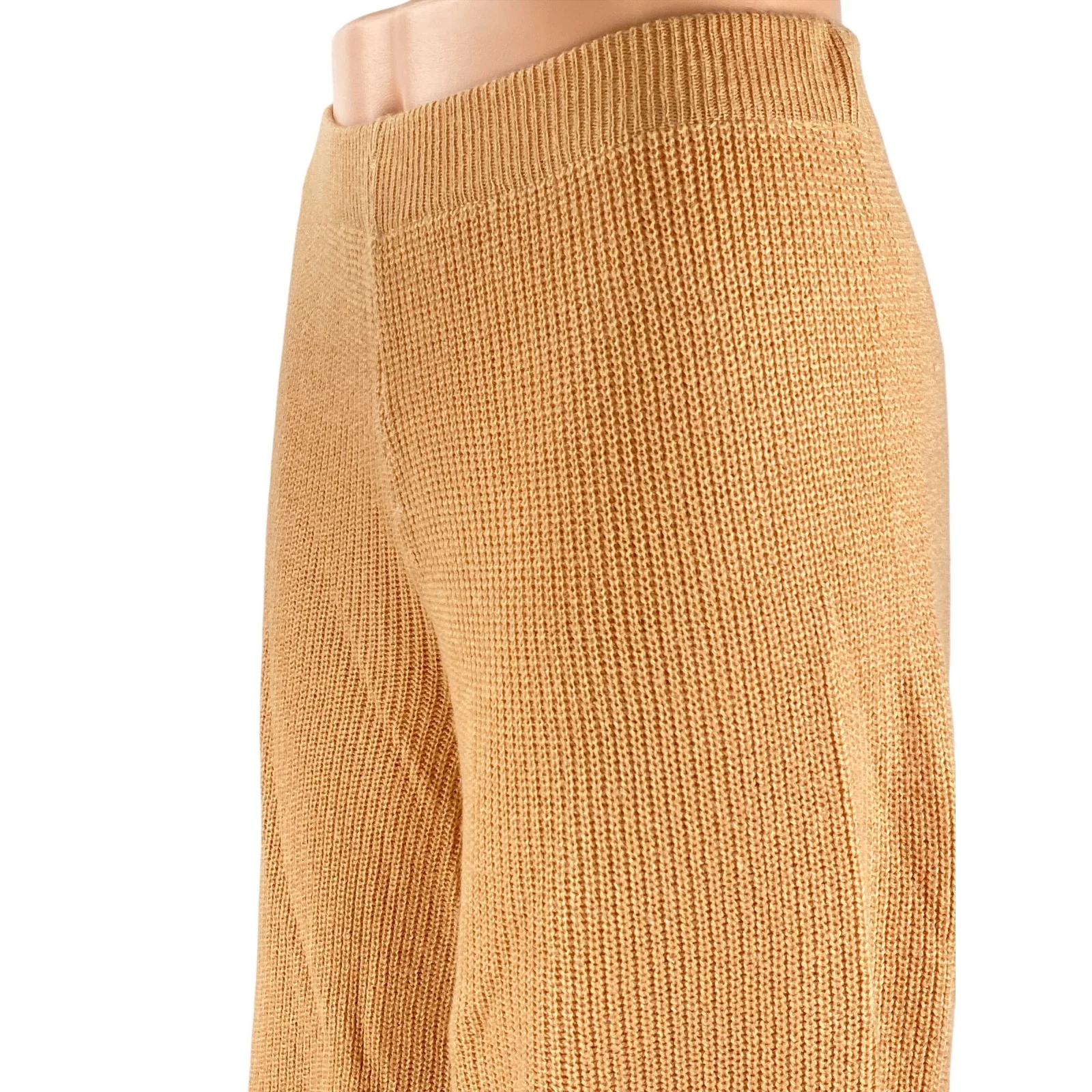 Brave Soul Women's Brown Knit High Rise Palazzo Flare Wide Leg Trousers Pants M - Image 2