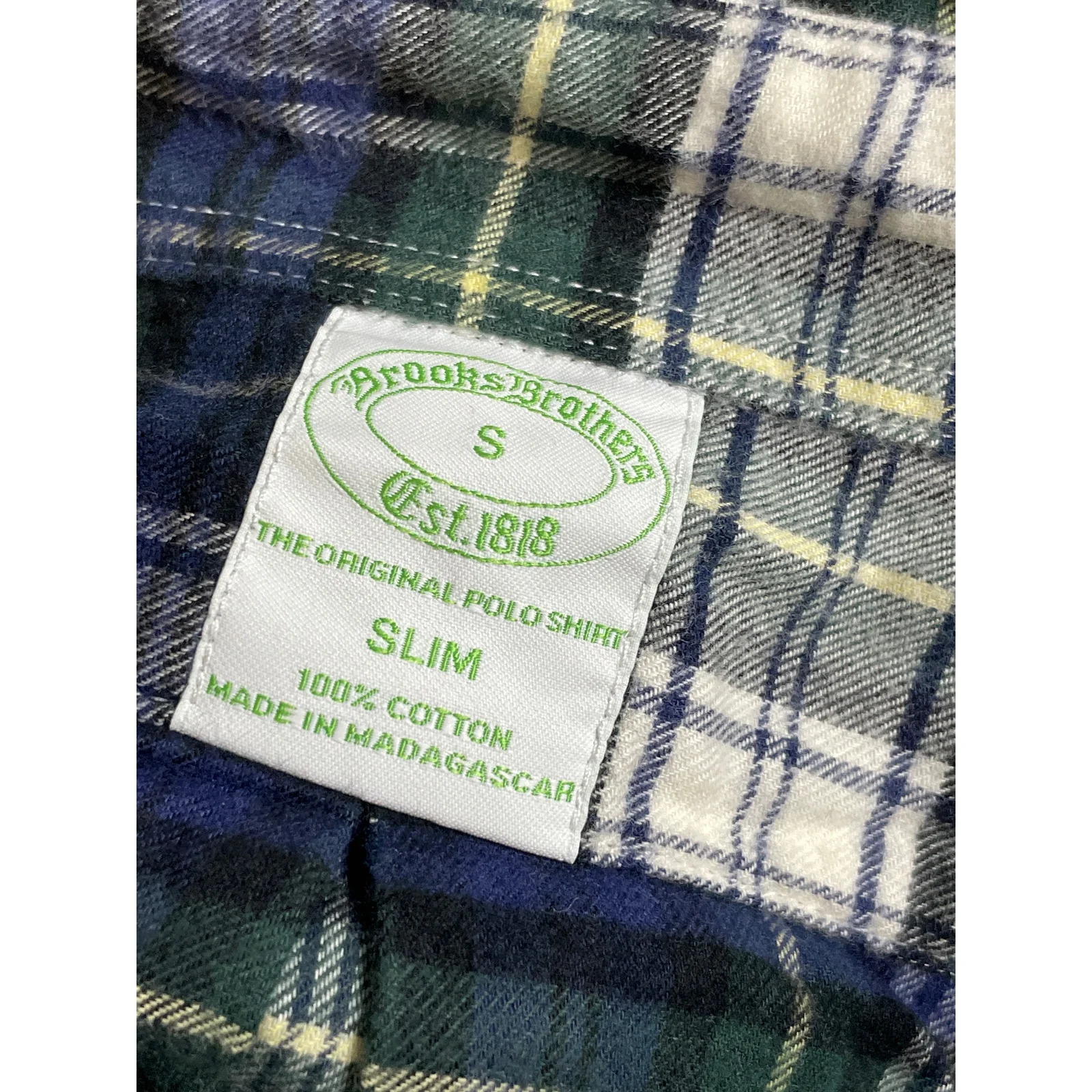 Brooks Brothers Men's Blue Plaid Long Sleeve Flannel Button Down Shirt Top Sz S - Image 5