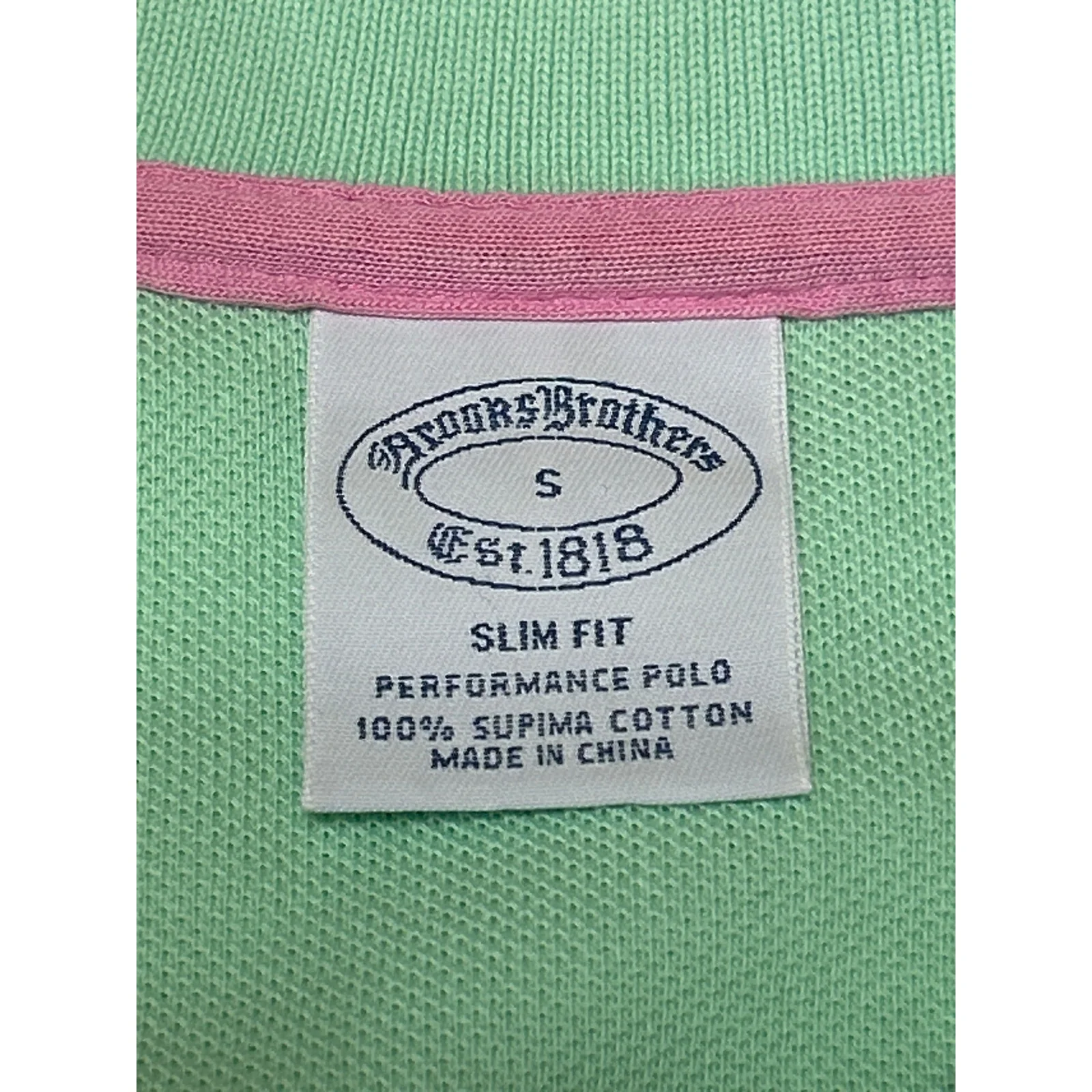 Brooks Brothers Men's Green Slim Fit Logo Short Sleeve Polo Shirt Top Size S - Image 3