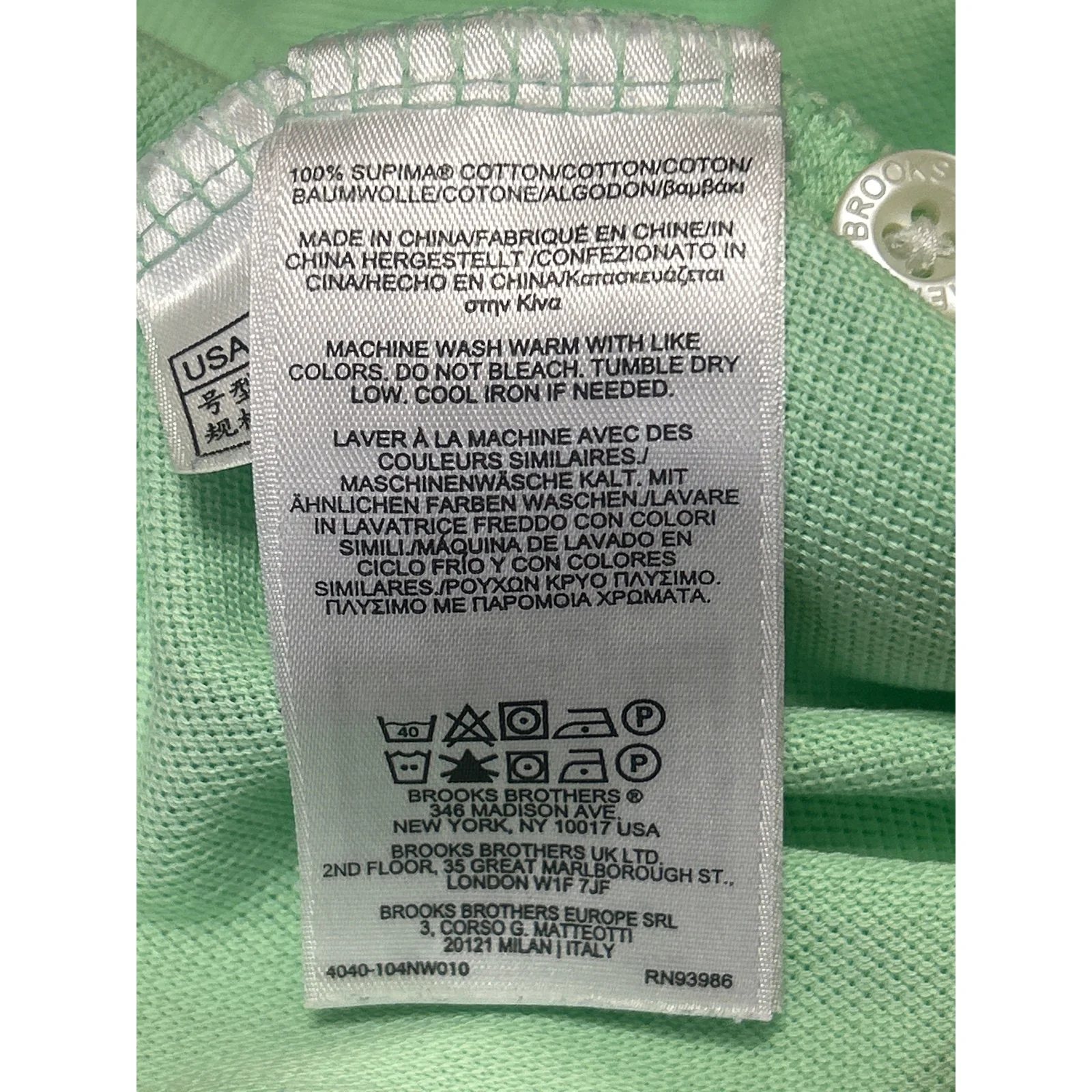 Brooks Brothers Men's Green Slim Fit Logo Short Sleeve Polo Shirt Top Size S - Image 4