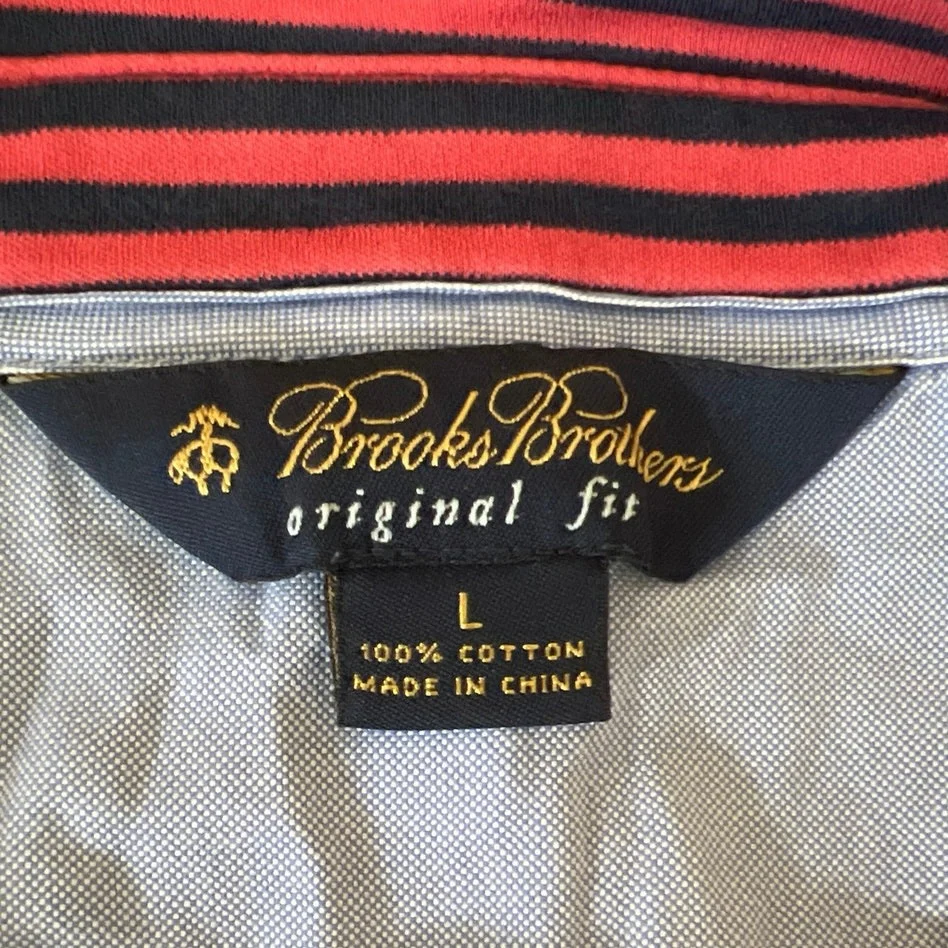 Brooks Brothers Purple Black Original Fit Striped Performance Polo Shirt Top L - Image 4