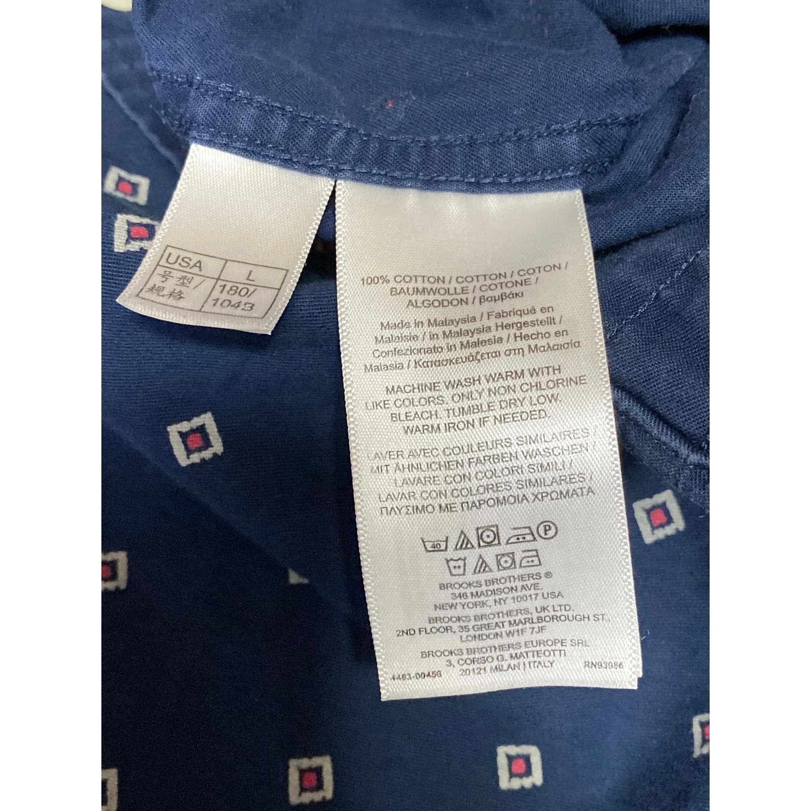 Brooks Brothers Red Fleece Mens Blue Diamond Long Sleeve Button Down Shirt Top L - Image 5
