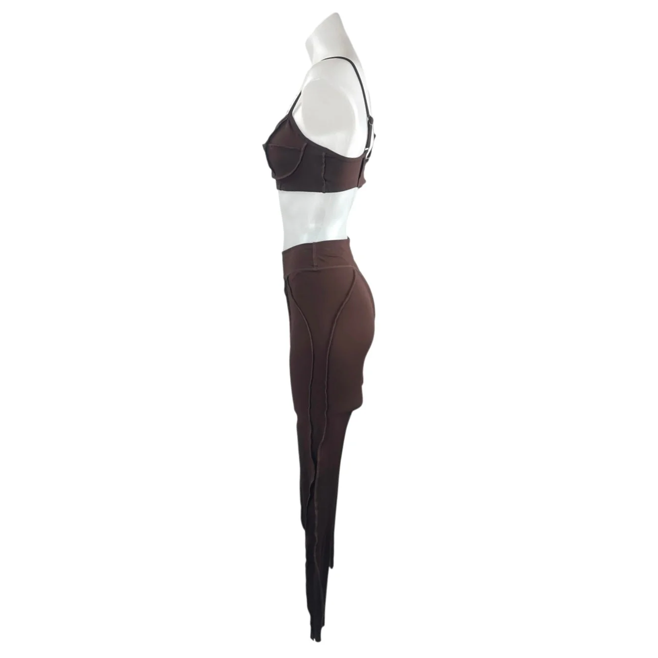BTTRM Better Me Brown Contour Stitch Bralette Leggings Athletic 2-Piece Set M - Image 2