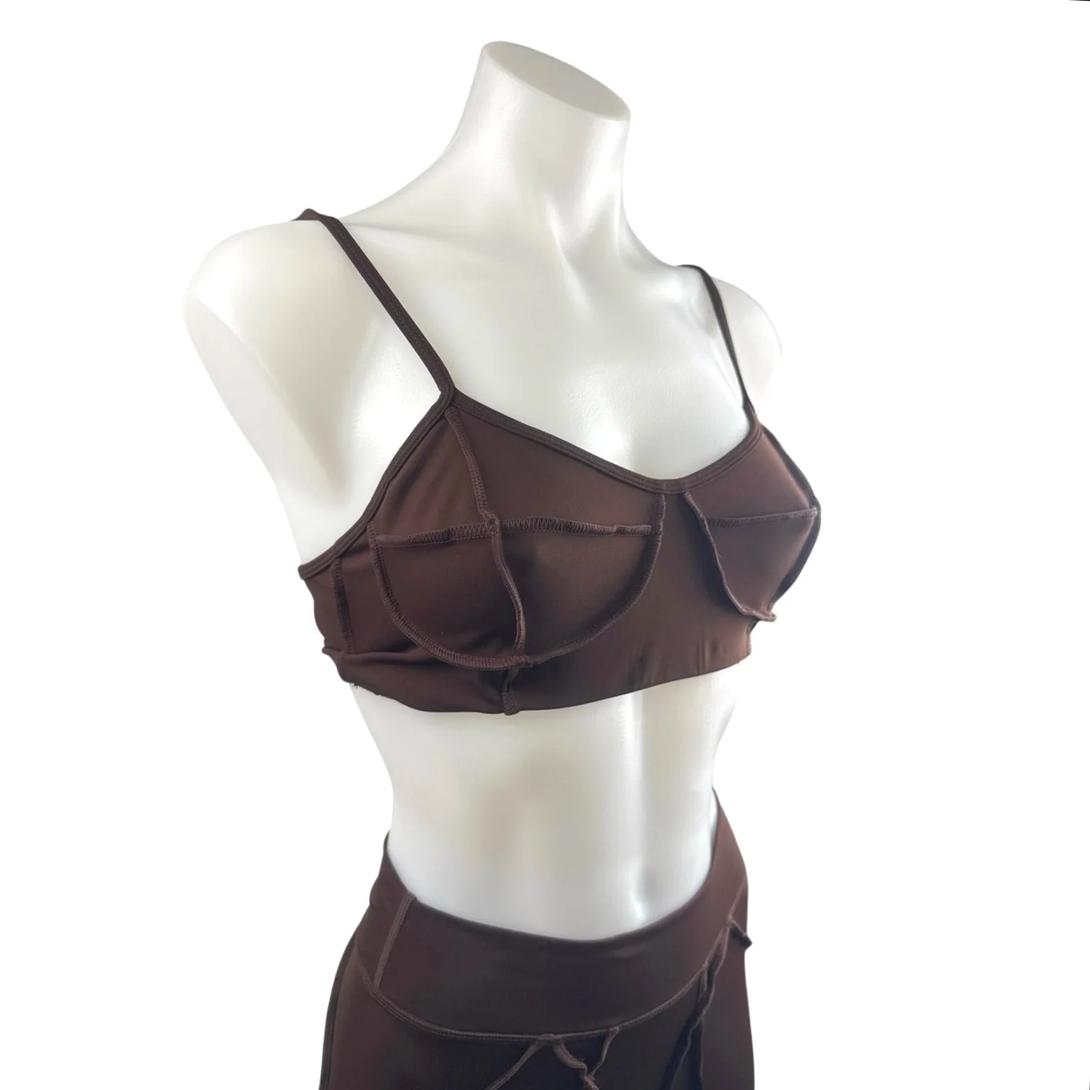 BTTRM Better Me Brown Contour Stitch Bralette Leggings Athletic 2-Piece Set M - Image 5