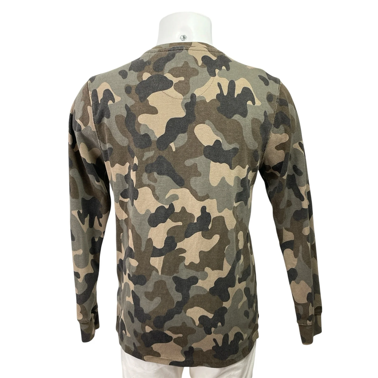 Buckhorn River Mens Green Camo Camouflage Long Sleeve Henley Sweater Top Size M - Image 3