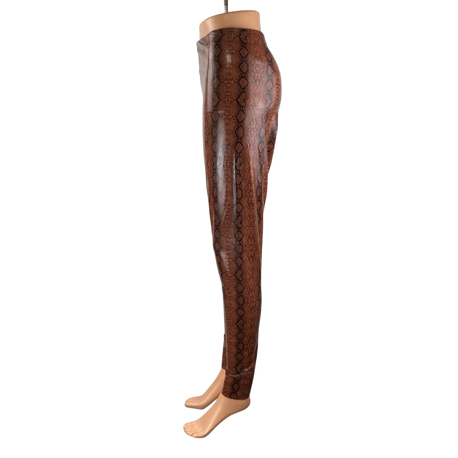 Buddy Love Mila Brown Snakeskin Patent Faux Vegan Leather Skinny Legging Pants M - Image 2