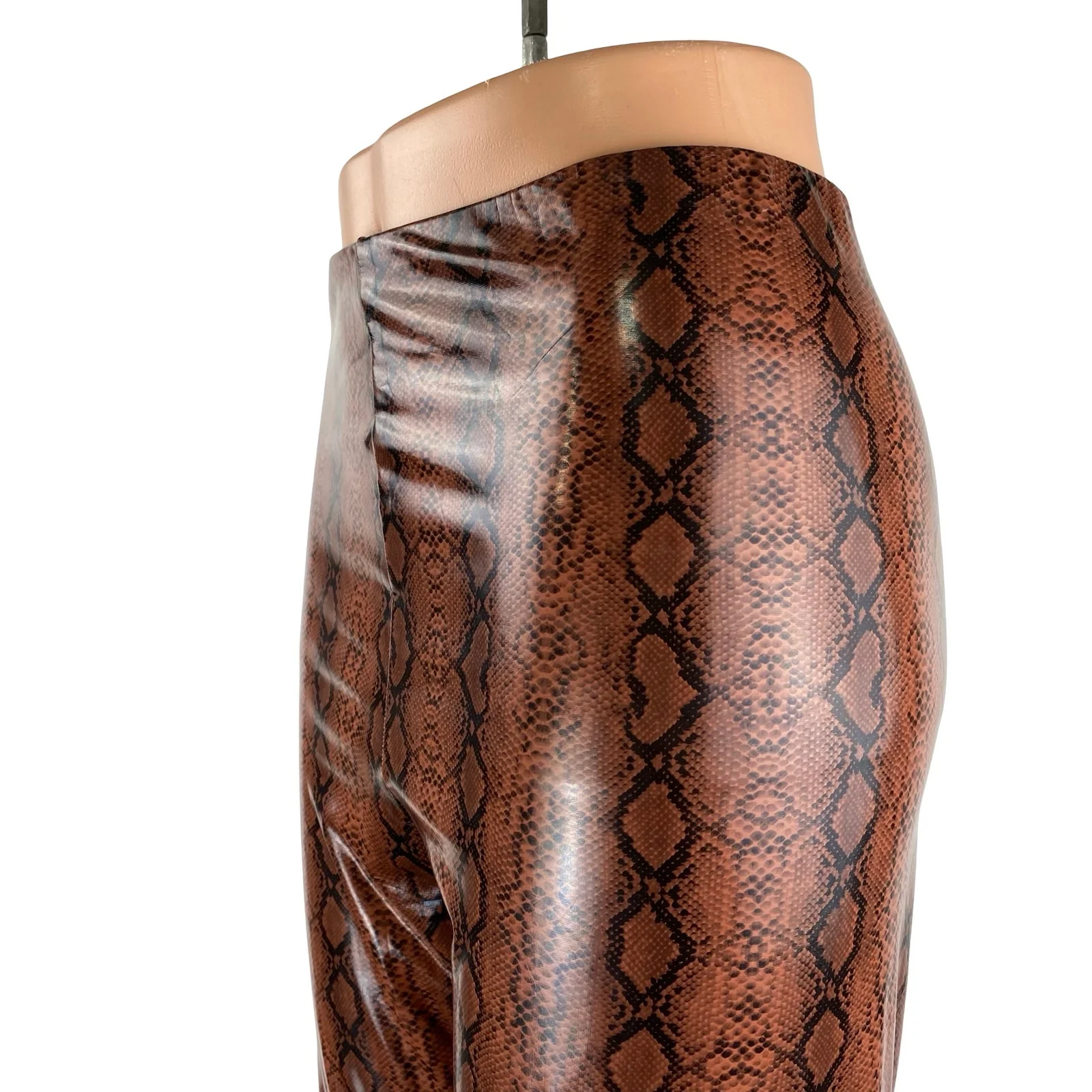 Buddy Love Mila Brown Snakeskin Patent Faux Vegan Leather Skinny Legging Pants M - Image 3