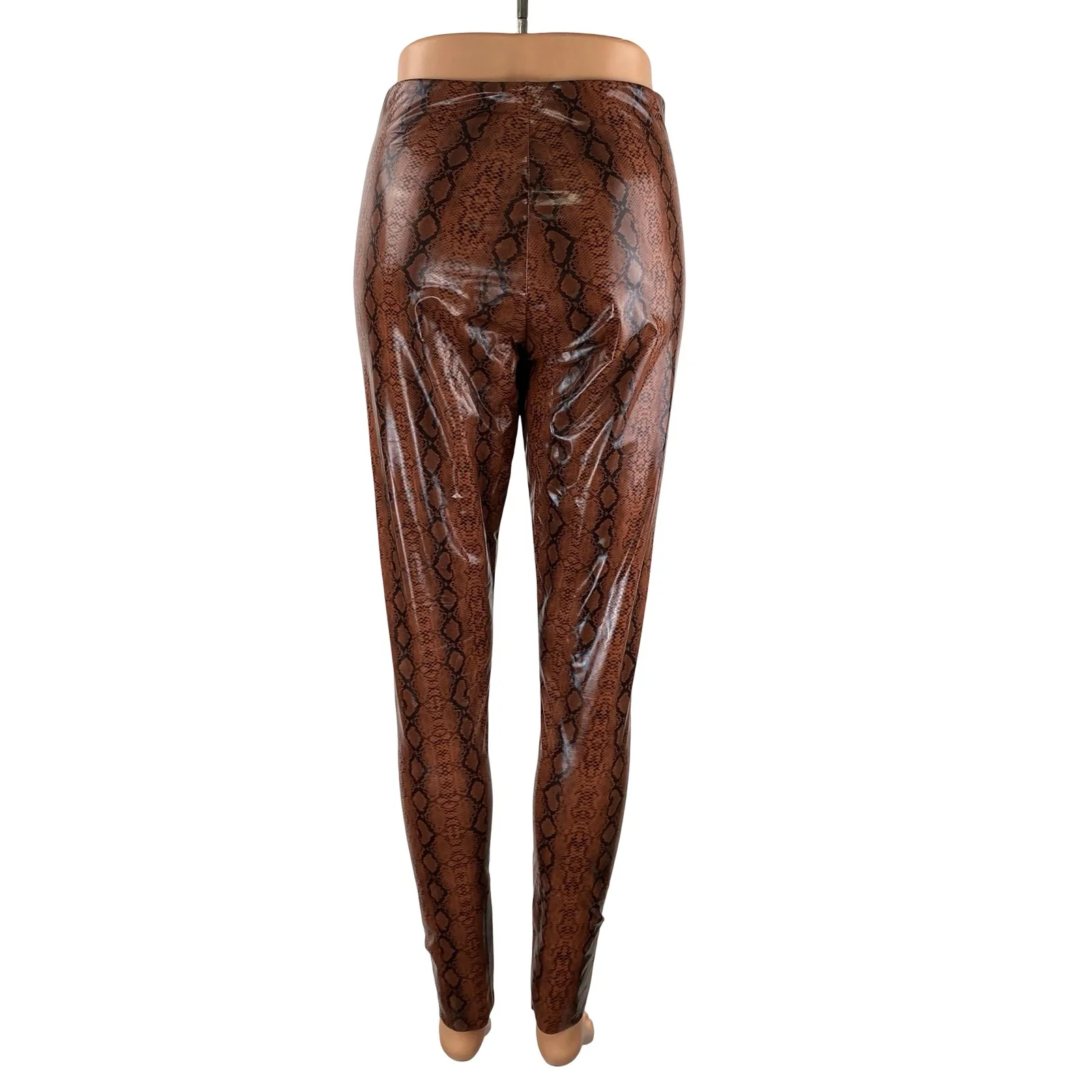 Buddy Love Mila Brown Snakeskin Patent Faux Vegan Leather Skinny Legging Pants M - Image 4