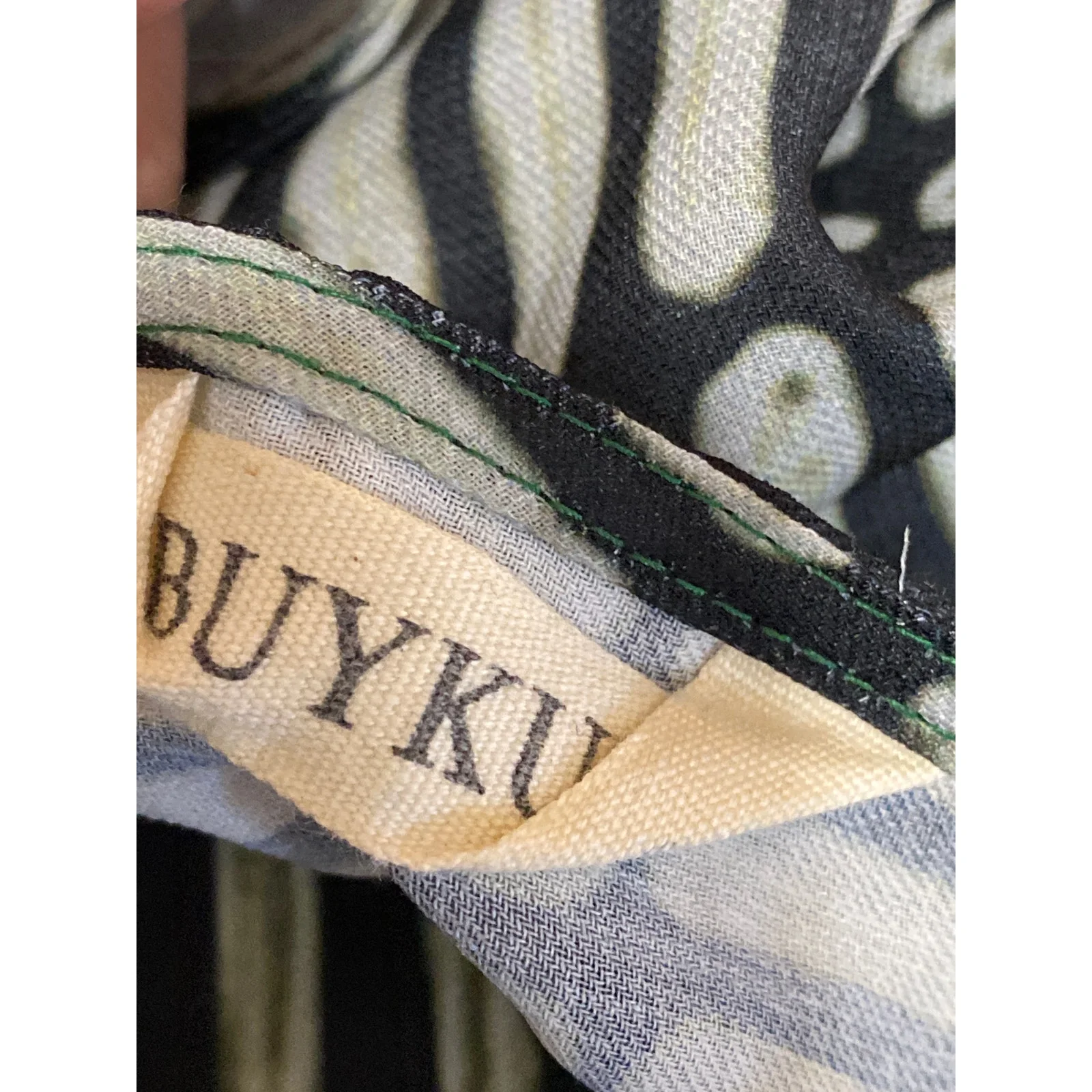 Buykud Womens Green Abstract Print Crew Neck Short Sleeve Midi Shift Dress Sz XL - Image 3