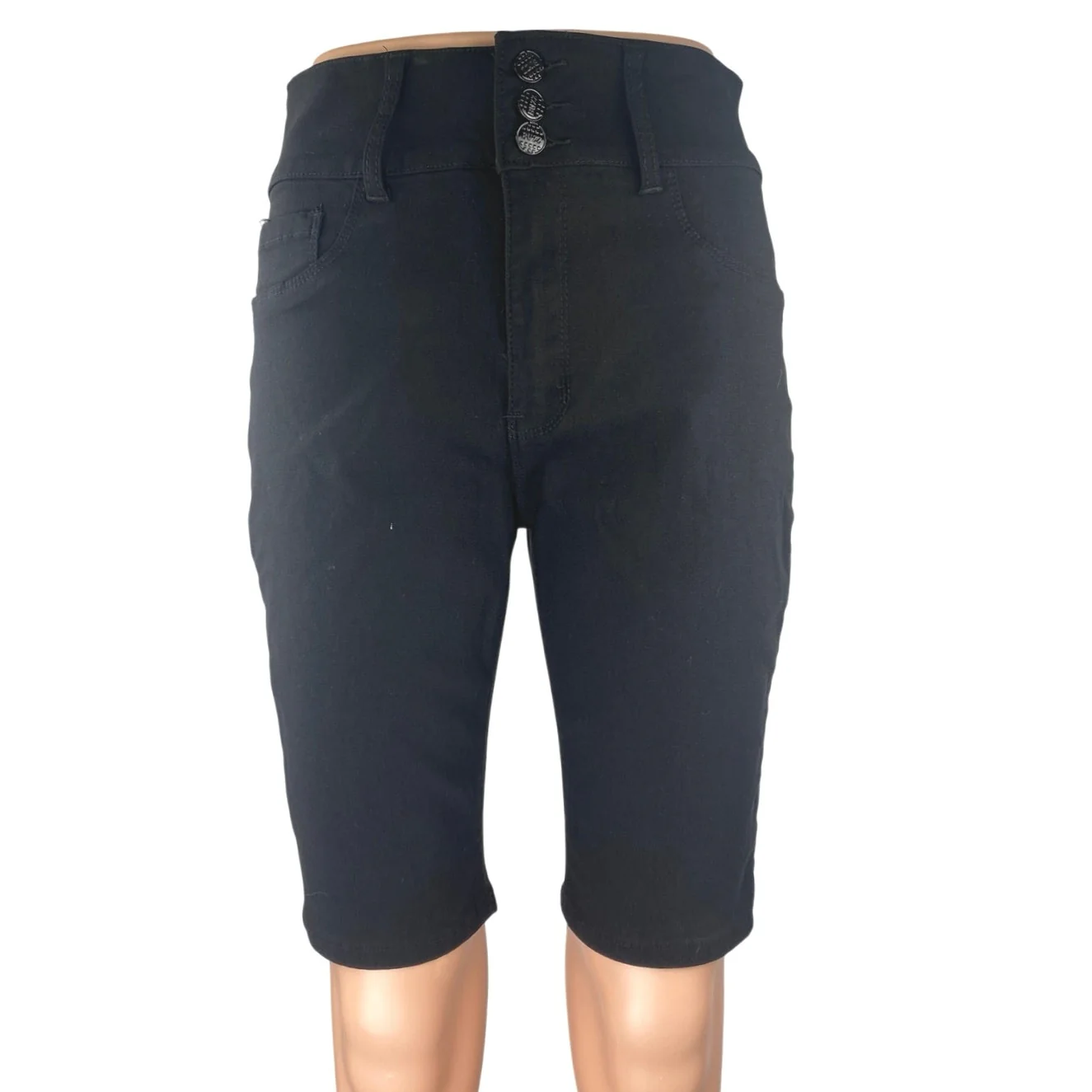 Buzz Jeans Women's Black High Waist Slim Fit Skinny Denim jeans Bermuda Short L