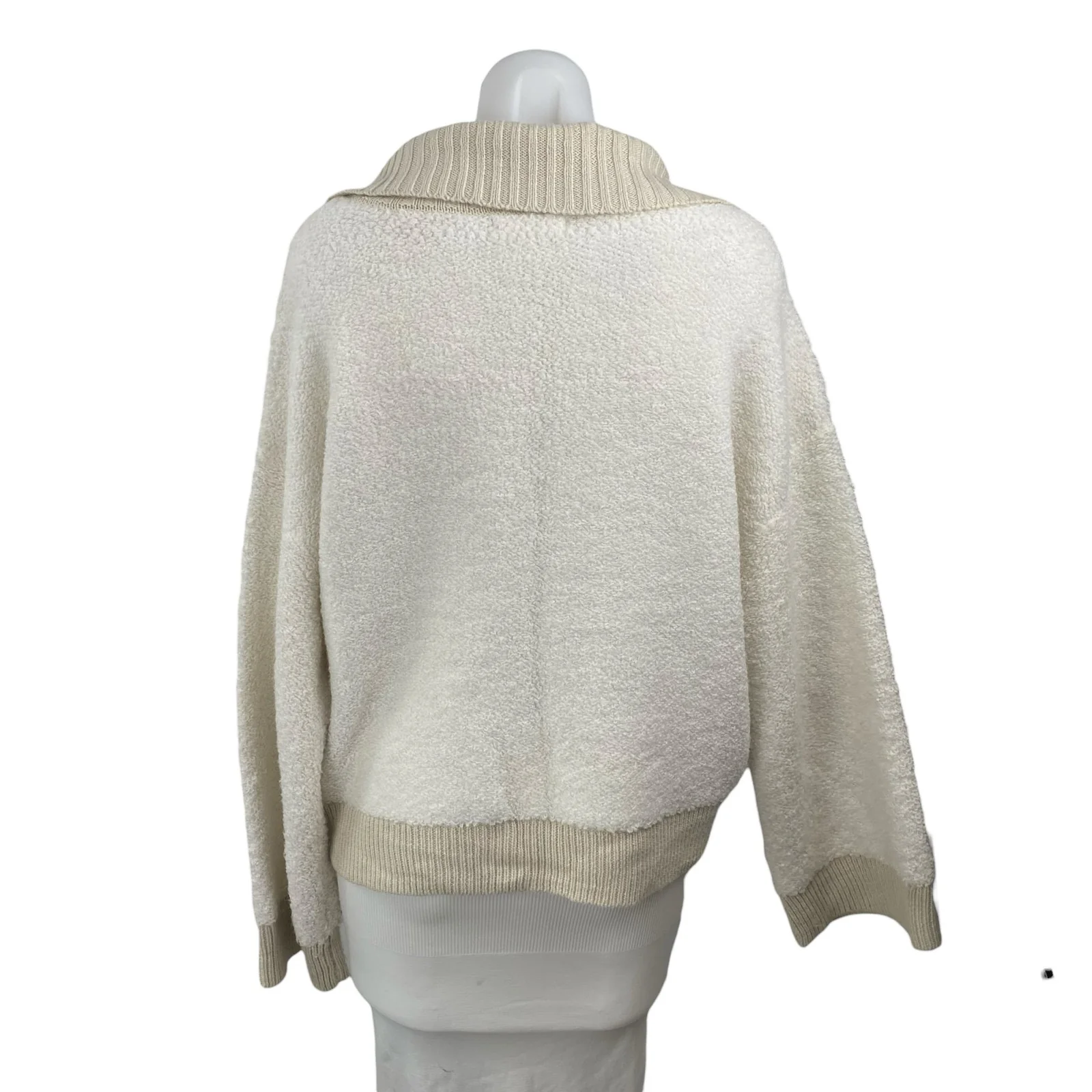 By Together Cream Beige Fleece Long Sleeve Knit Polo Sweatshirt Sweater Top Sz M - Image 4