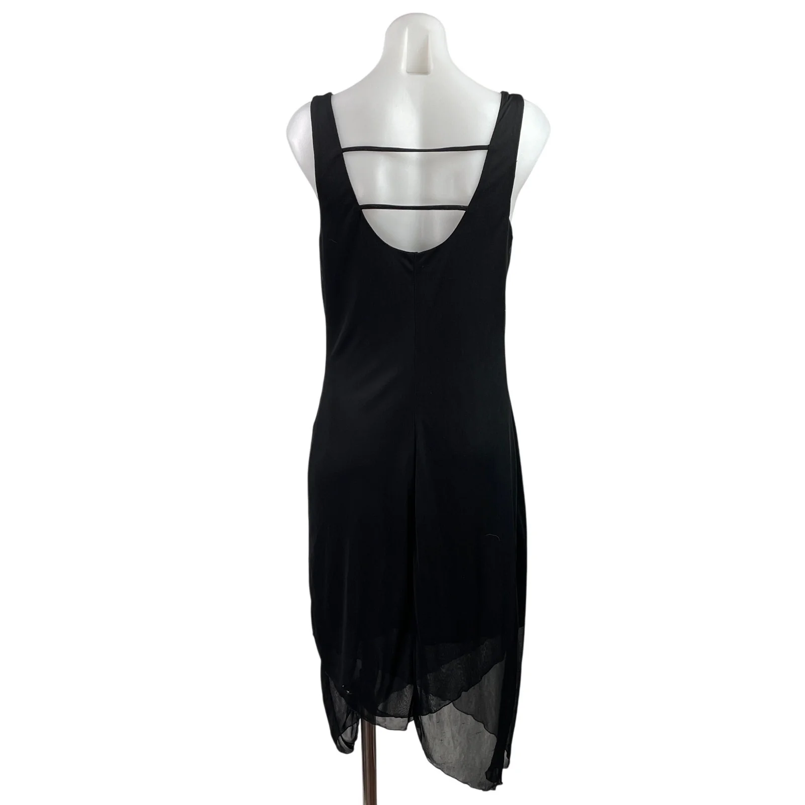 Byer Too! Womens Black Sleeveless Chiffon Cowl Neck Midi Cocktail Dress Size M - Image 3