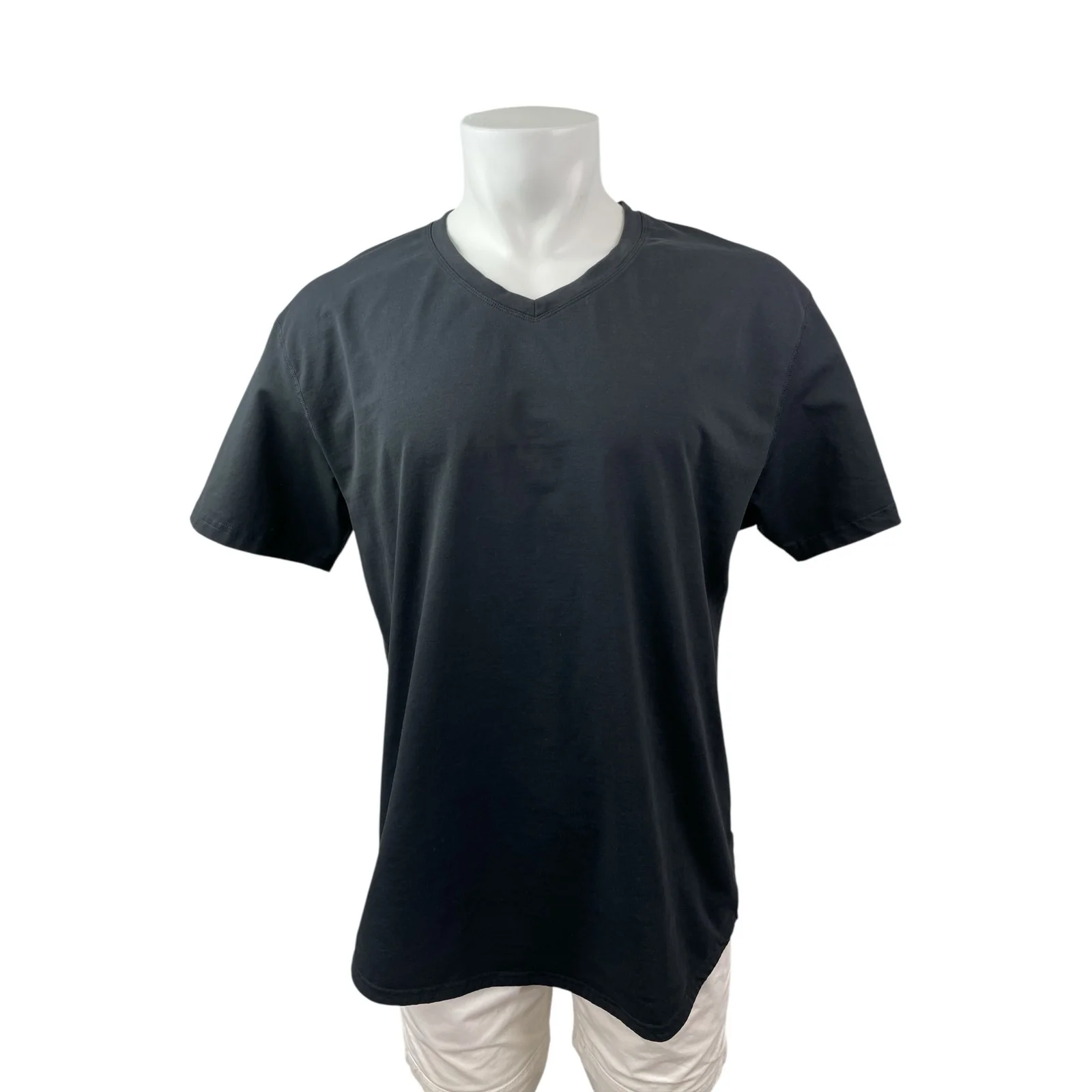 BYLT Men's Black Drop Cut V Neck Basic Short Sleeve T Shirt Tee Top Size XL