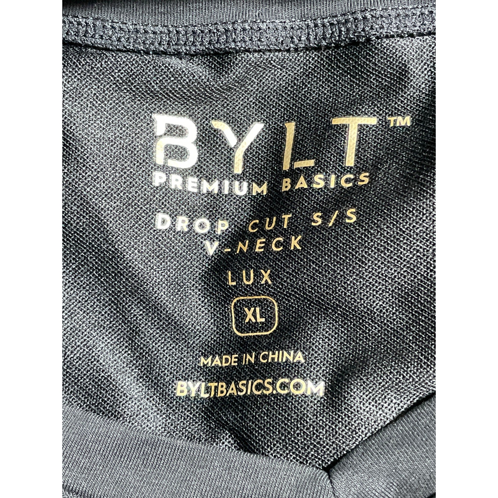 BYLT Men's Black Drop Cut V Neck Basic Short Sleeve T Shirt Tee Top Size XL - Image 5