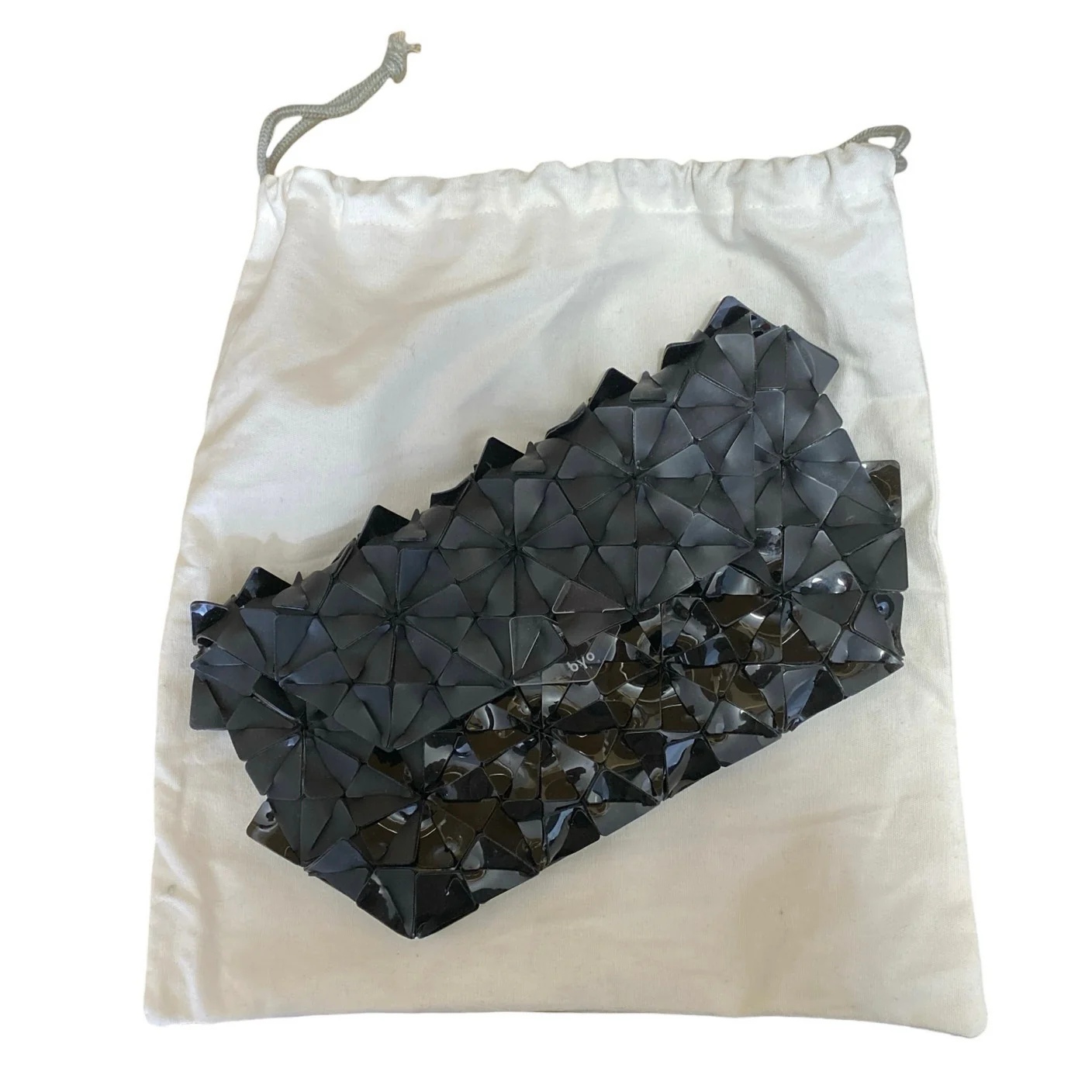 Byo Warrior Black Geometric Evening Mini Wristlet Purse Pouch Clutch Handbag OS - Image 4