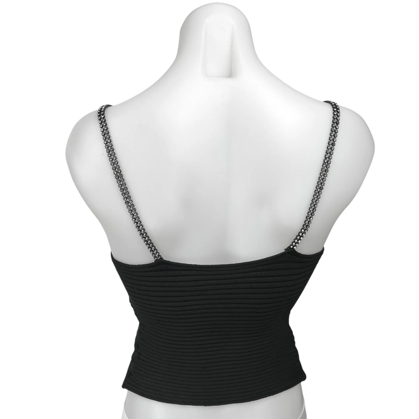 Byron Lars Black Rhinestone Sleeveless Sweetheart Cami Crop Tank Top Size S - Image 2
