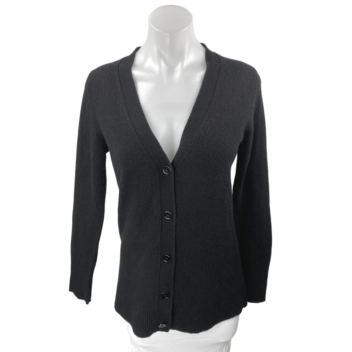 C by Bloomingdale's 100% Cashmere Black Knit Long Sleeve Cardigan Sweater Top S