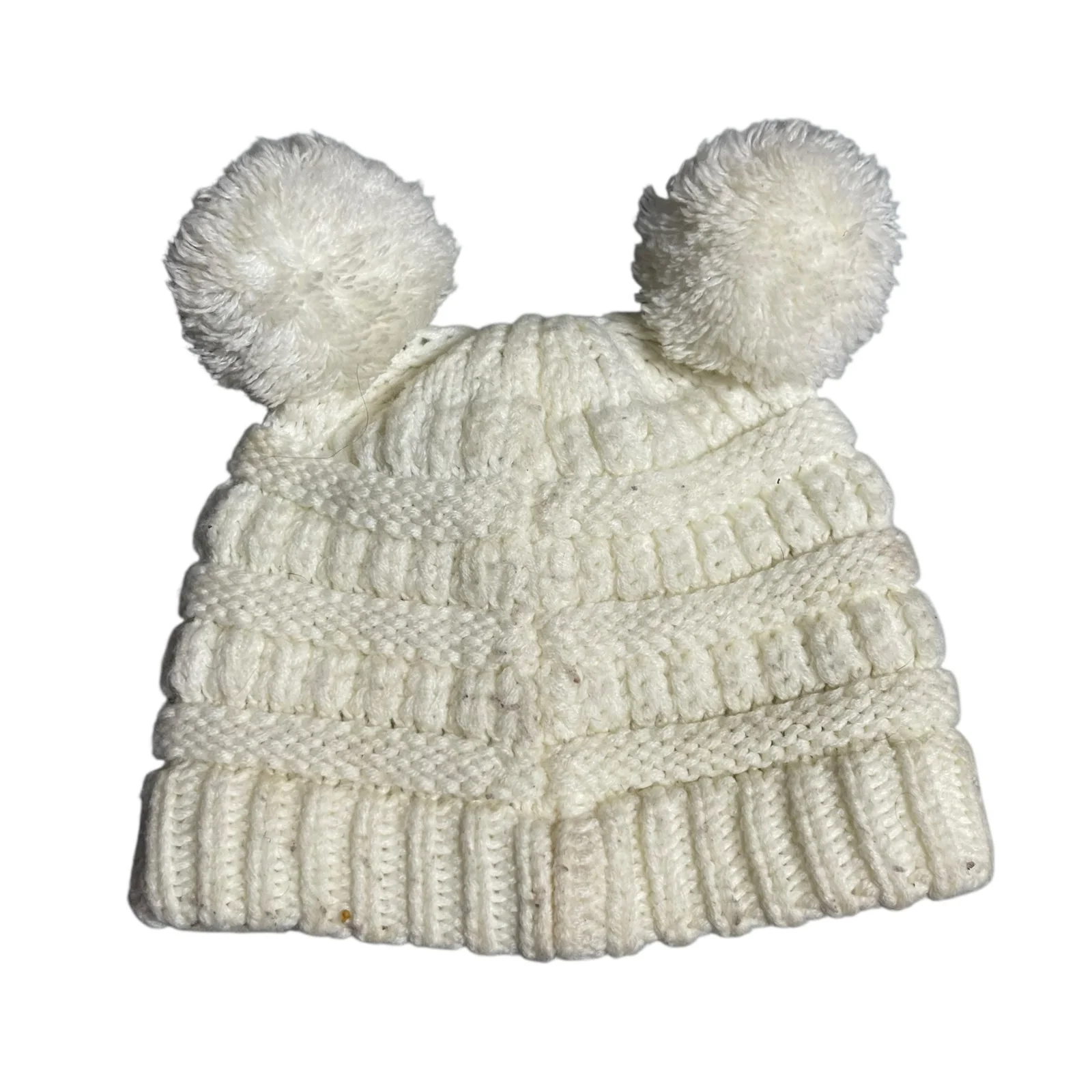 C.C Baby Girl Kids White Knit Bear Pom Pom Knit Winter Snow Beanie Hat OS - Image 3