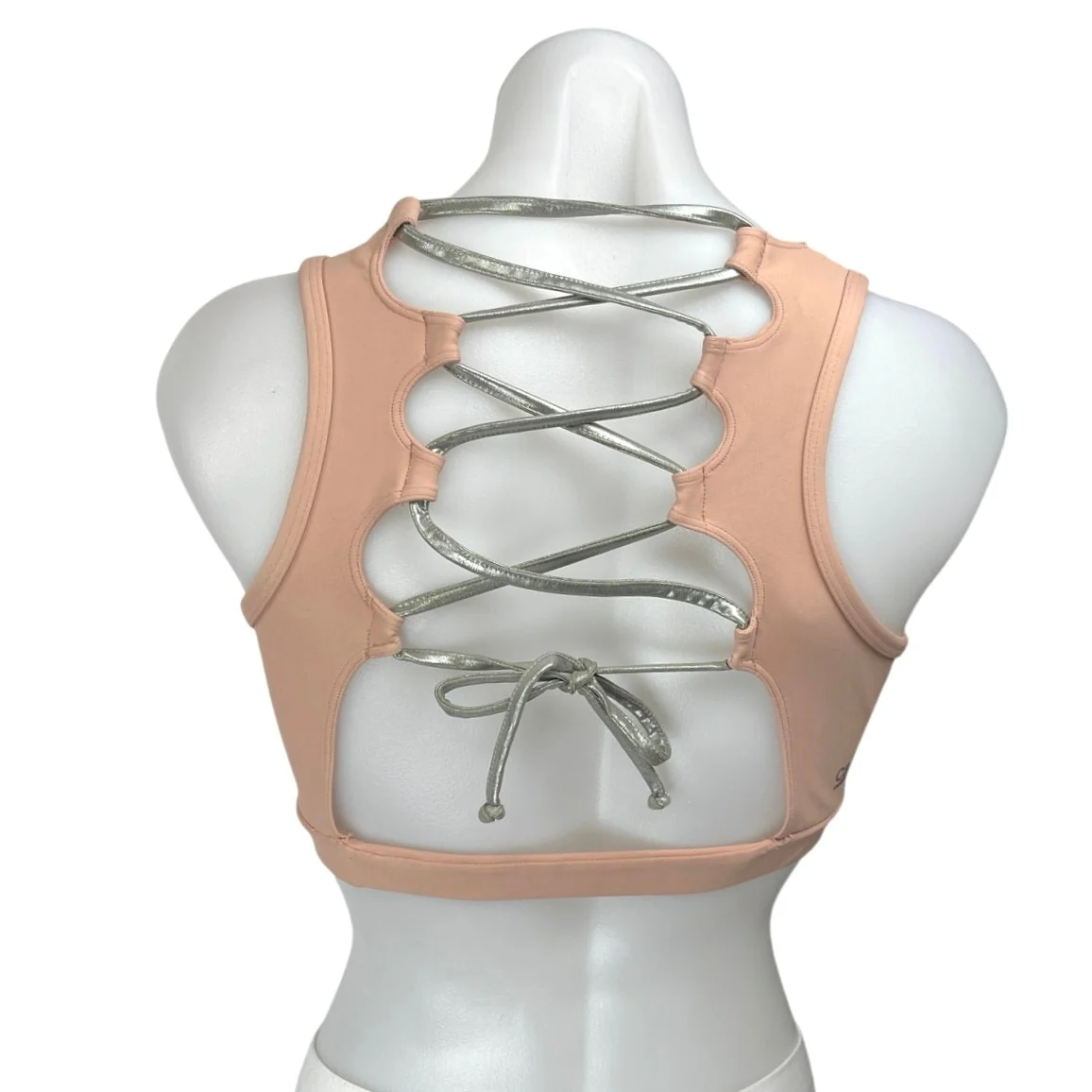 C&C California Peach Coral Lace Up Sleeveless Athletic Sports Bra Crop Top Sz L - Image 2