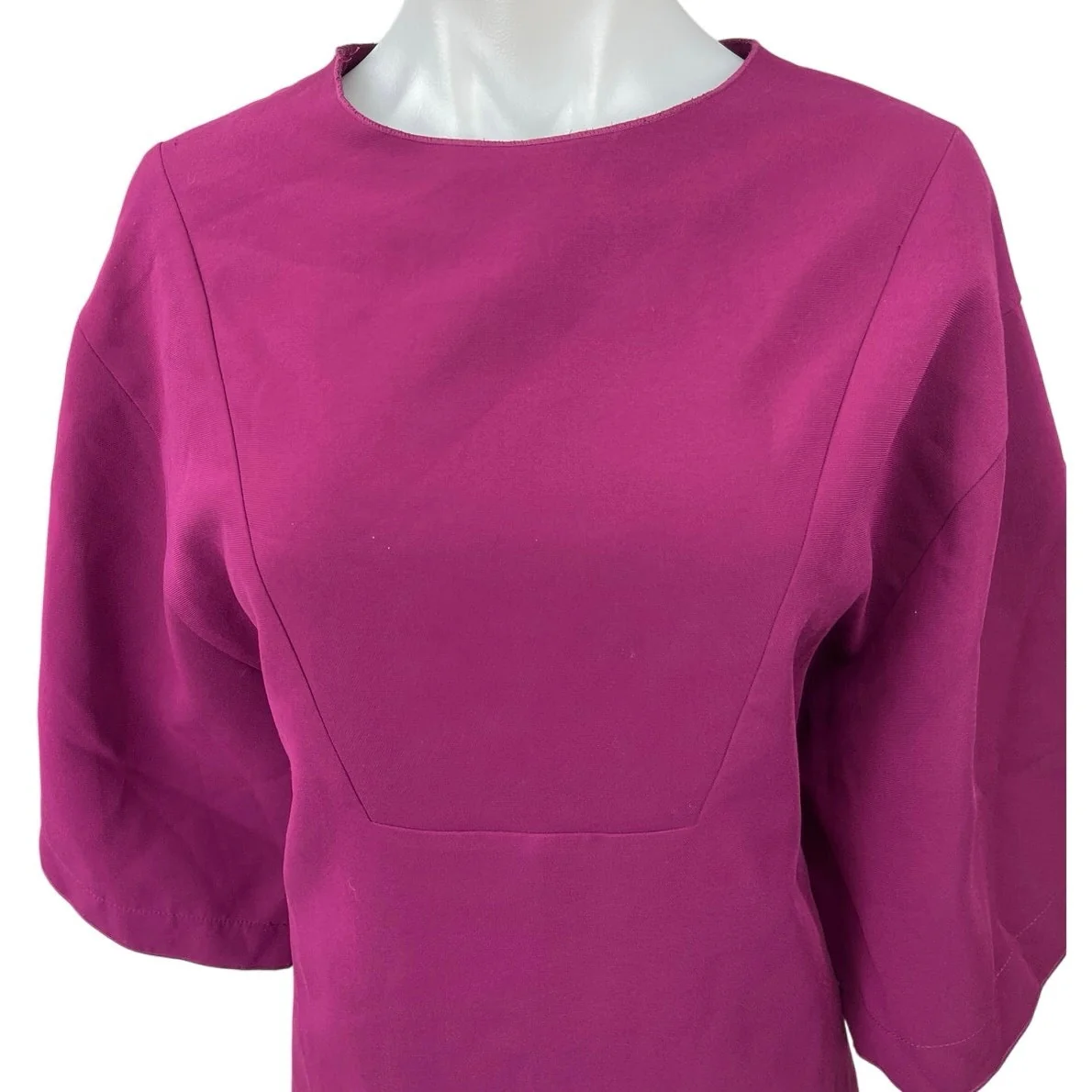 C/MEO Collective Purple Crew Neck 3/4 Dolman Sleeve Mini Sheath Dress Size M - Image 3